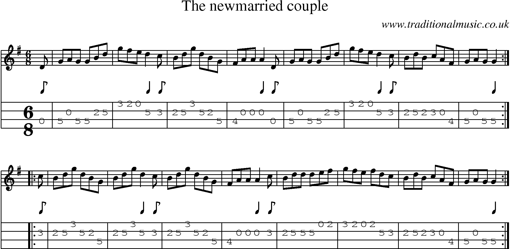 Music Score and Mandolin Tabs for Newmarried Couple