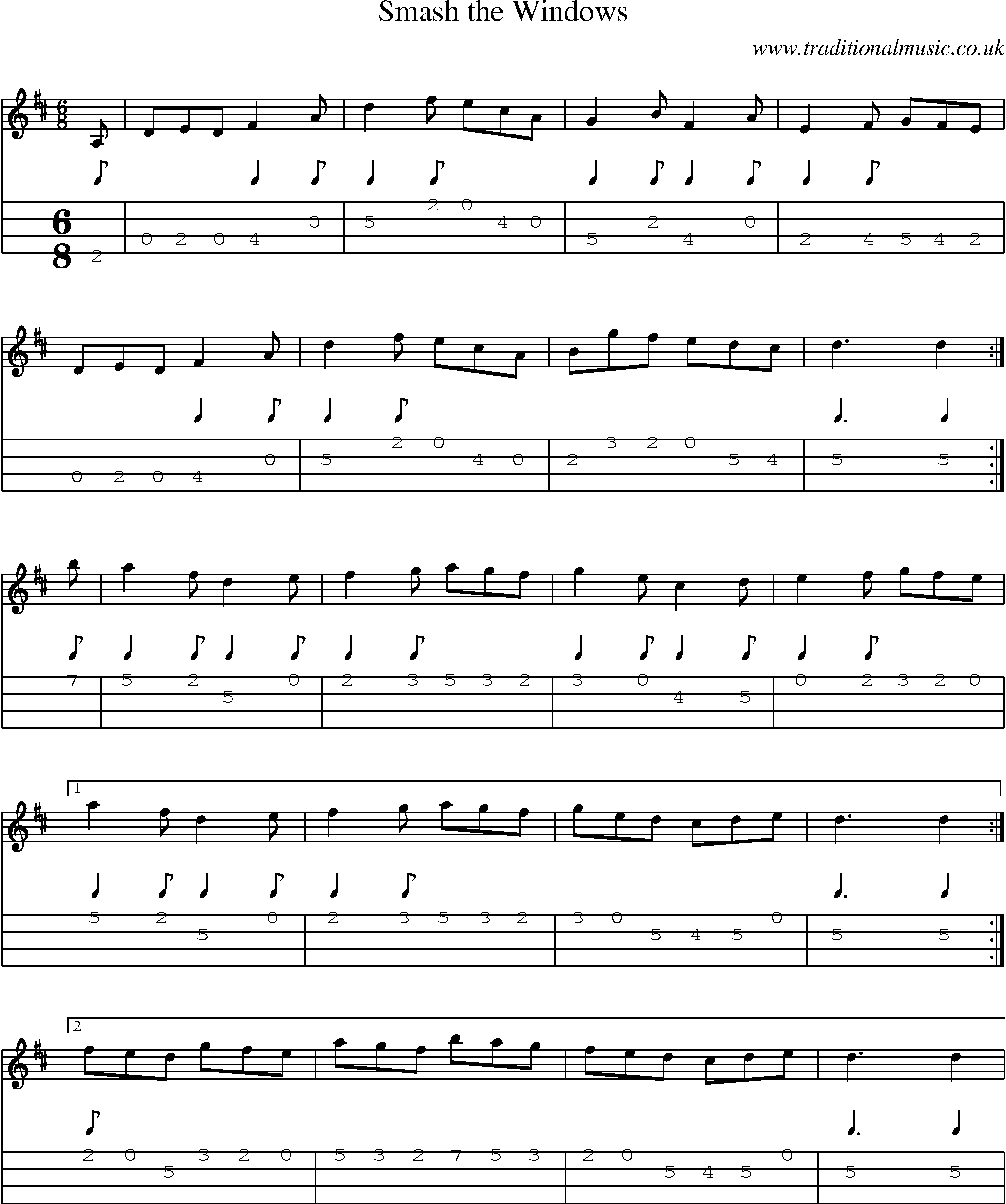 Music Score and Mandolin Tabs for Smash Windows