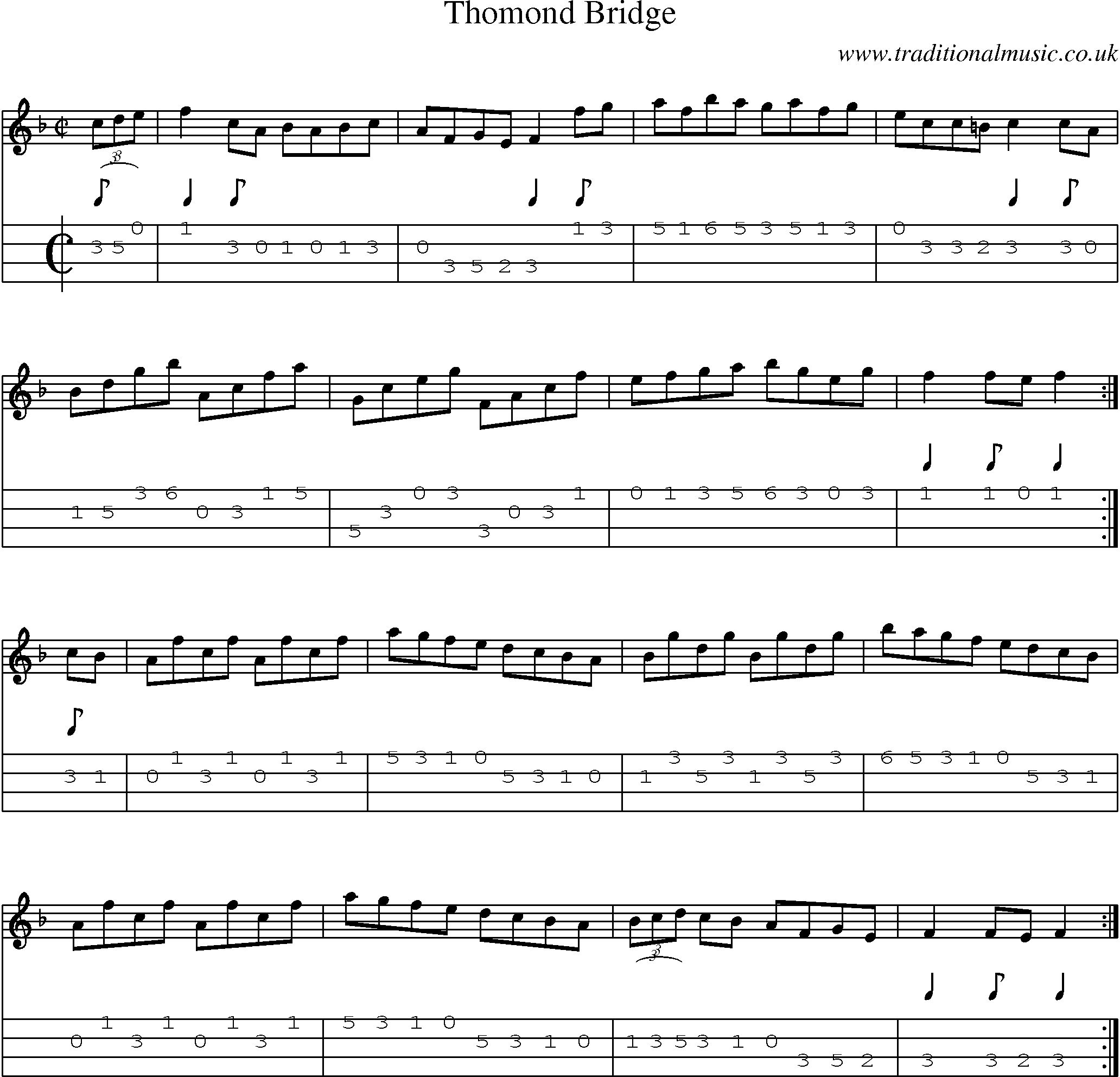 Music Score and Mandolin Tabs for Thomond Bridge