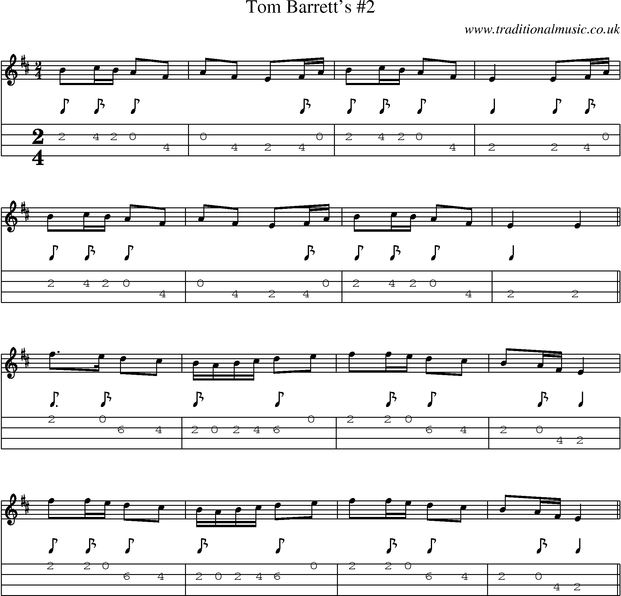 Music Score and Mandolin Tabs for Tom Barretts 2