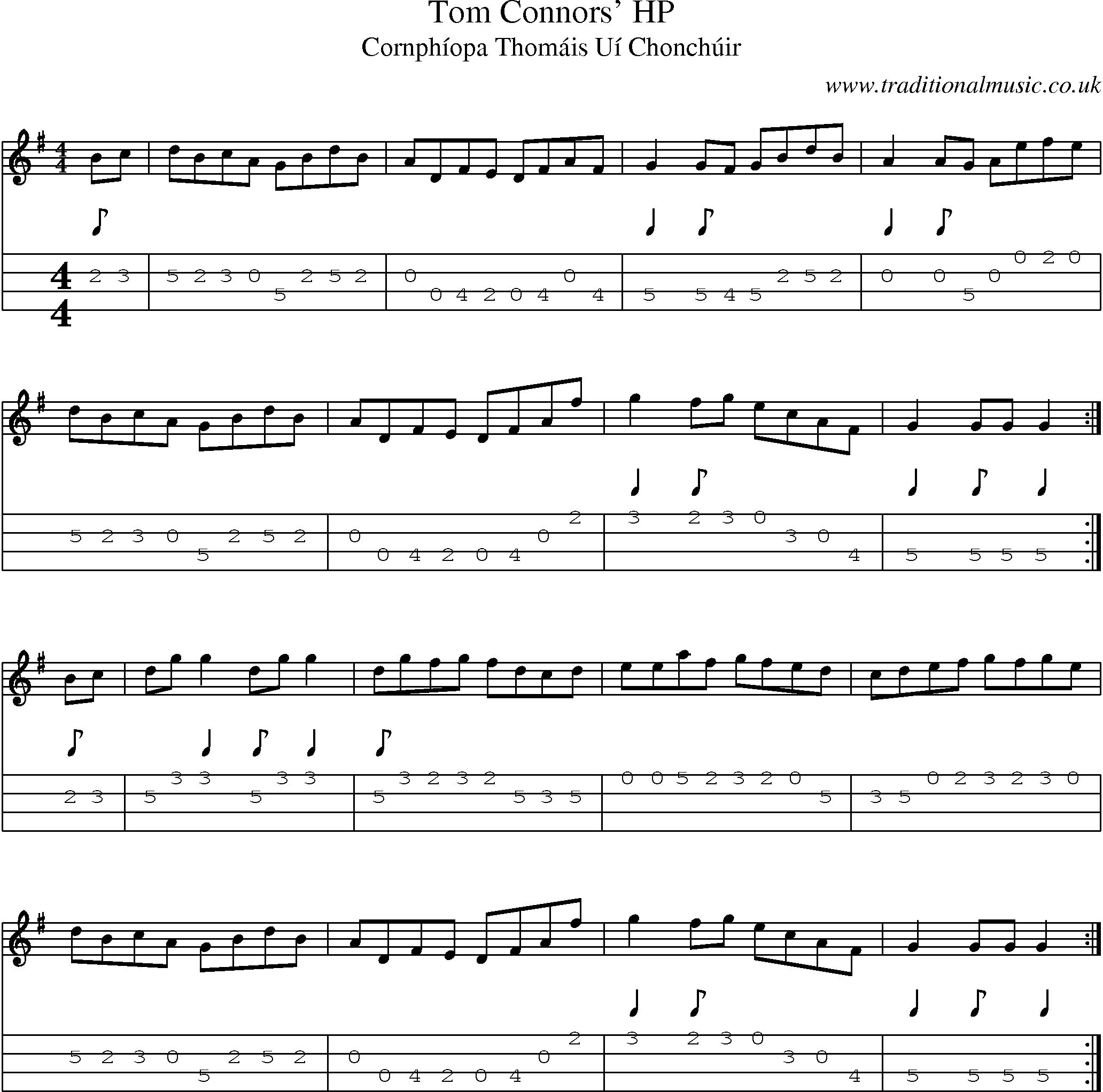 Music Score and Mandolin Tabs for Tom Connors 2