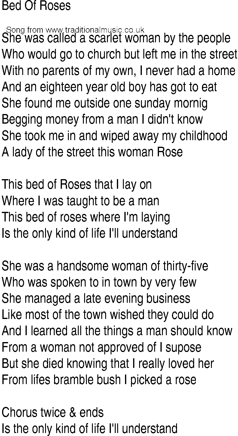 Bed: Bed Of Roses Lyrics

