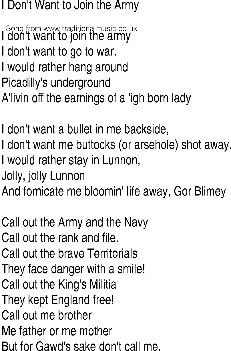 The Army The Army Song Lyrics