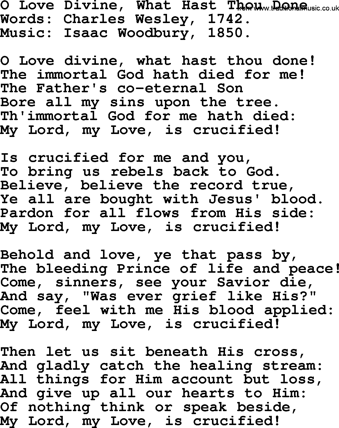 Hymns from the Psalms, Hymn: O Love Divine, What Hast Thou Done, lyrics with PDF