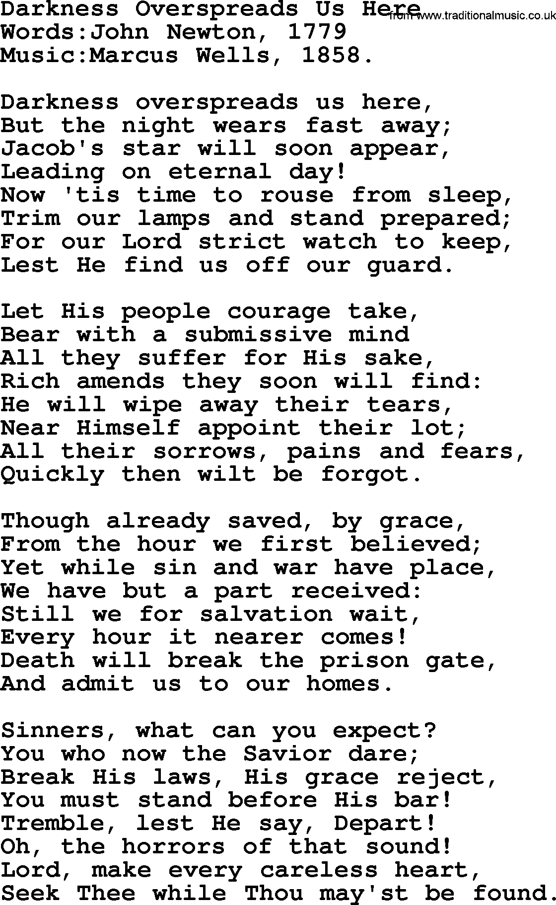 Christian hymns and songs about Jesus' Return(The Second Coming): Darkness Overspreads Us Here, lyrics with PDF