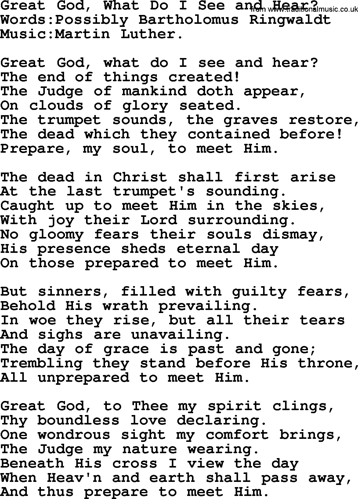 Christian hymns and songs about Jesus' Return(The Second Coming): Great God, What Do I See And Hear, lyrics with PDF