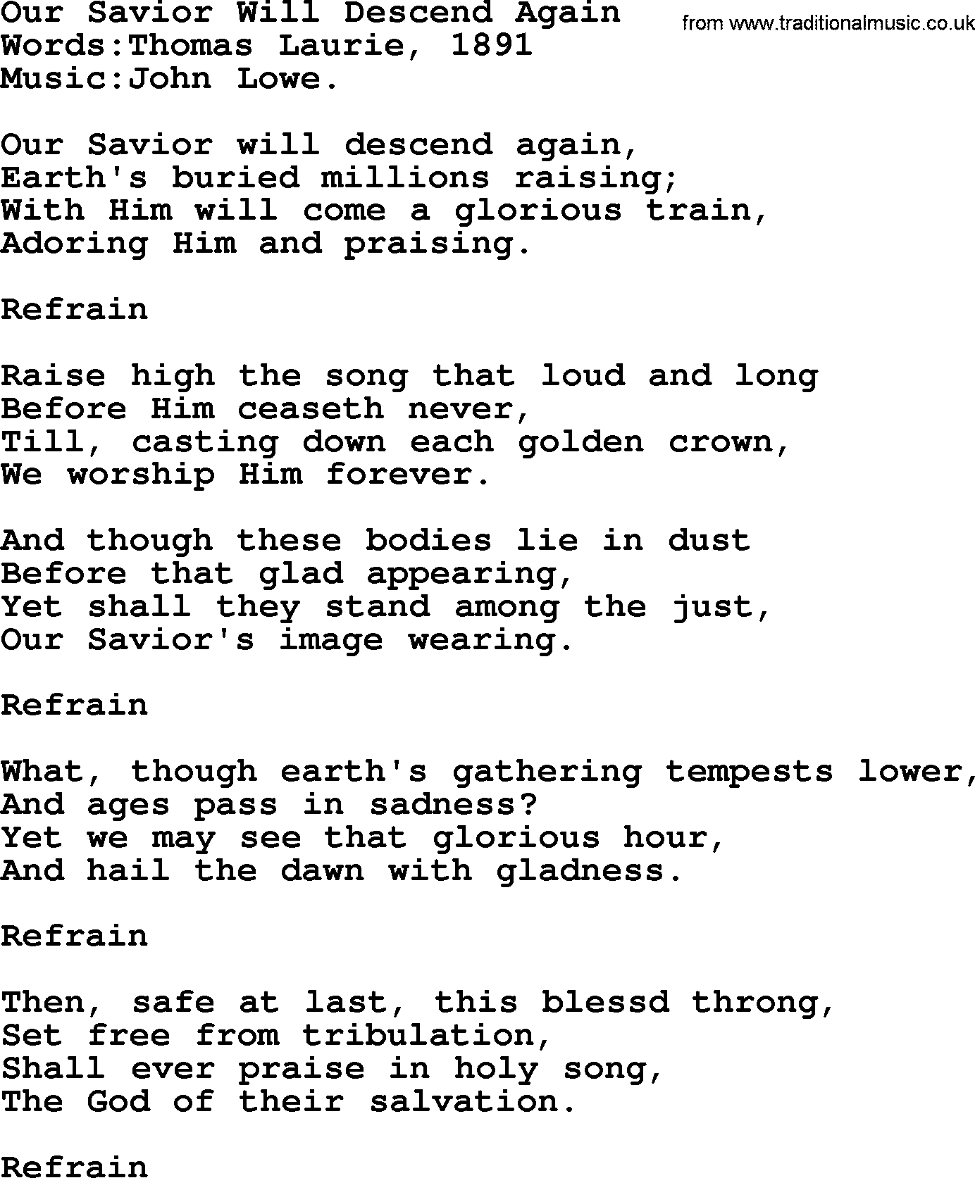 Christian hymns and songs about Jesus' Return(The Second Coming): Our Savior Will Descend Again, lyrics with PDF