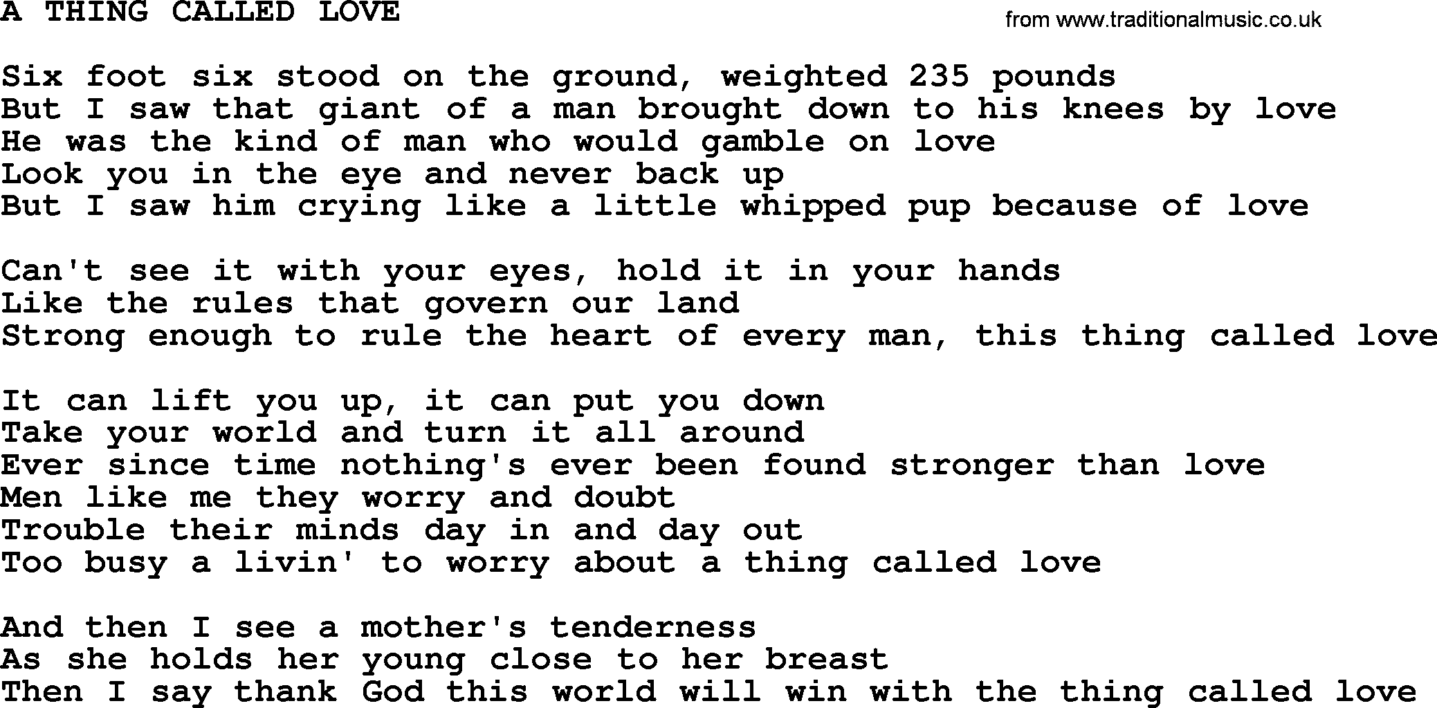 Johnny Cash song A Thing Called Love.txt lyrics