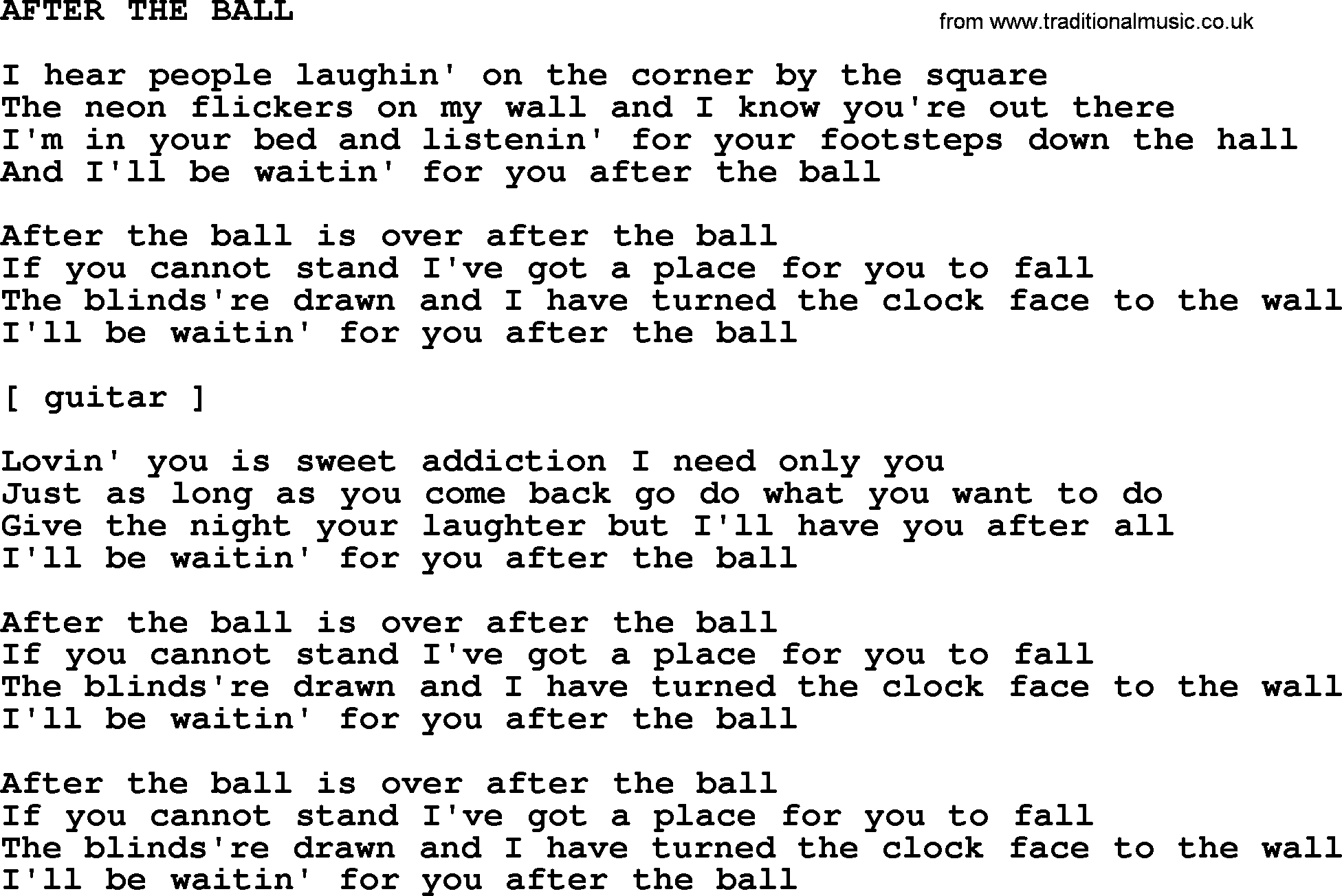 Johnny Cash song After The Ball.txt lyrics