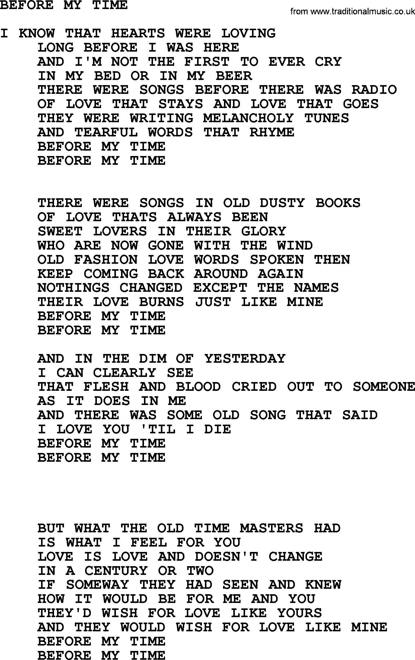 Johnny Cash song Before My Time.txt lyrics