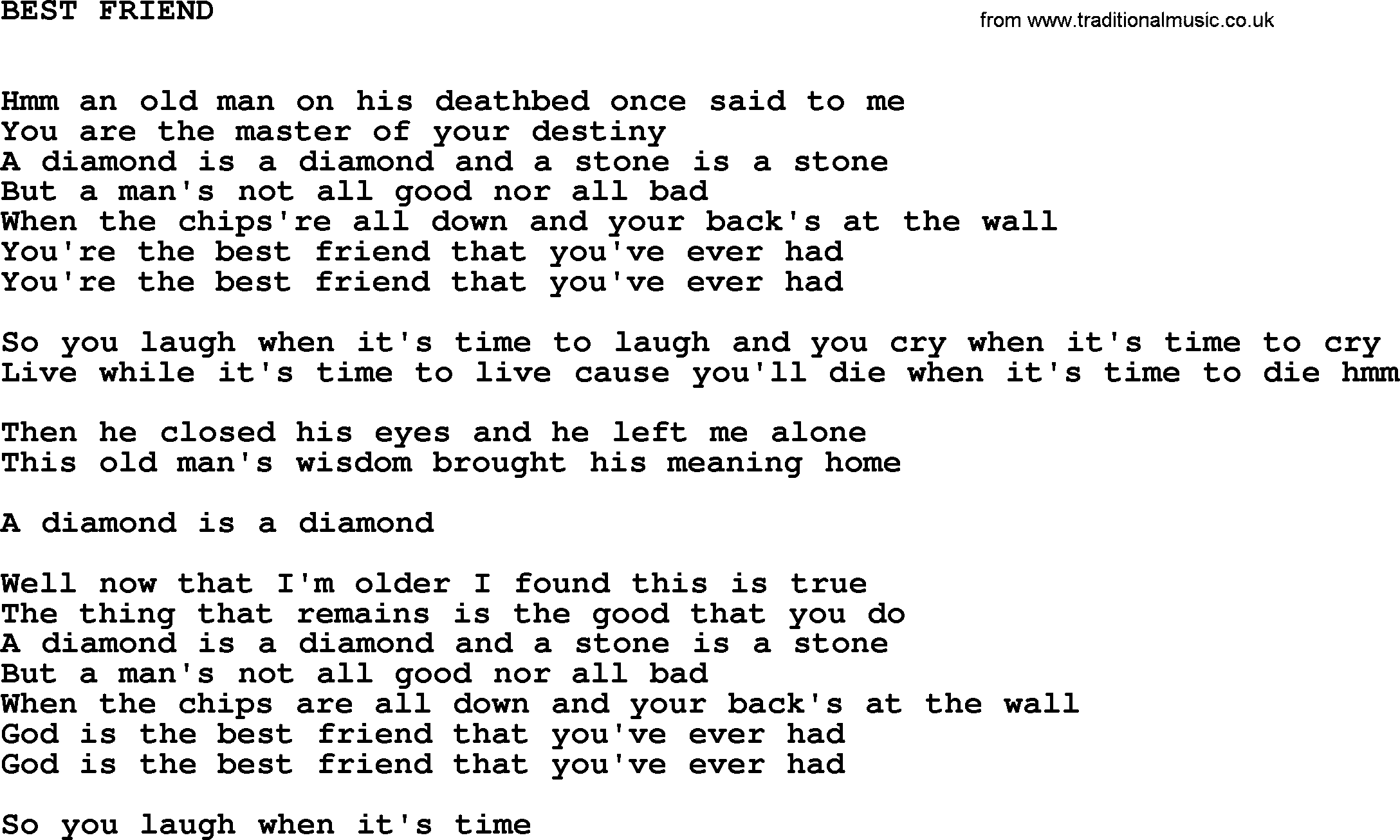 Johnny Cash song Best Friend.txt lyrics