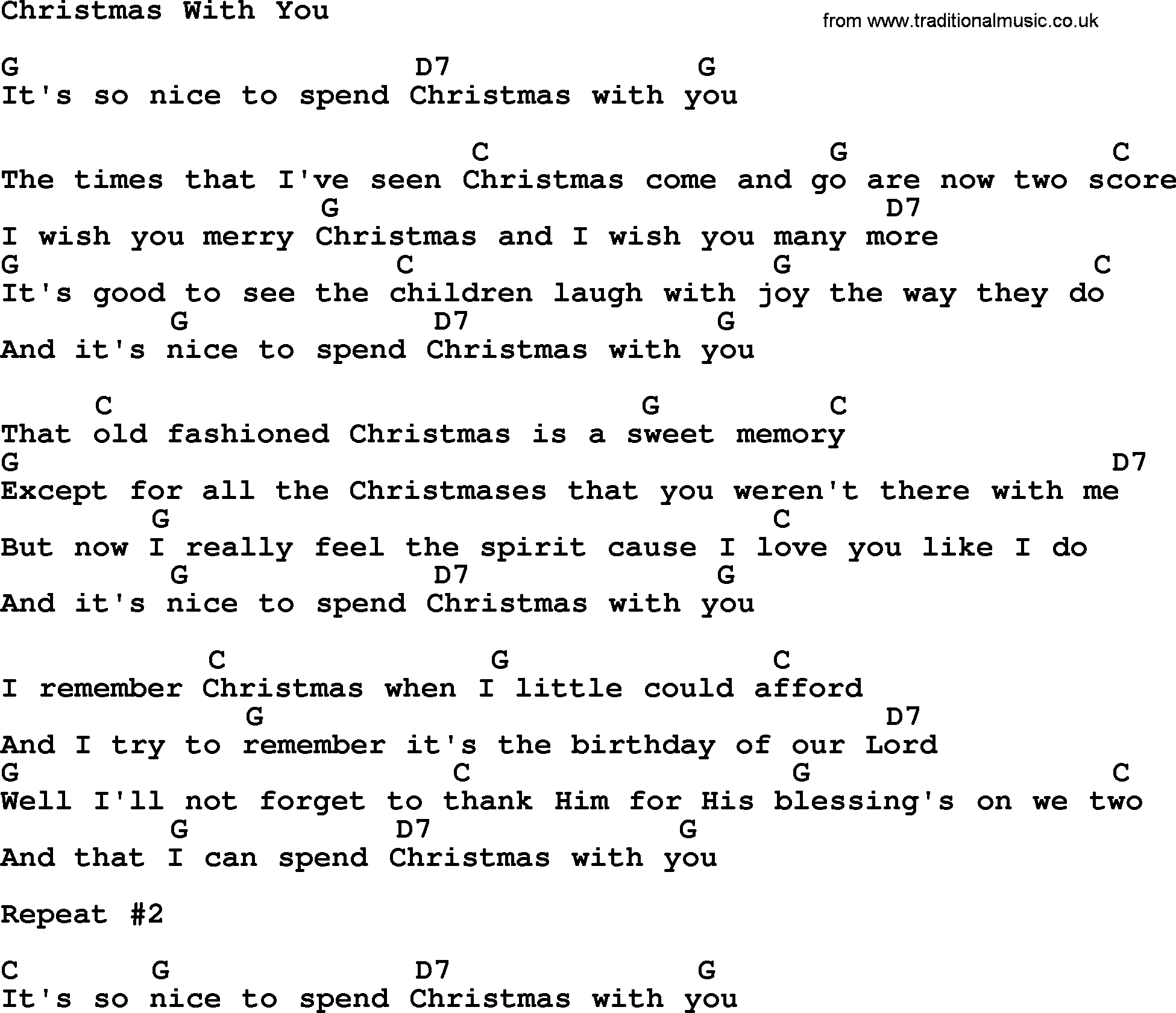 Johnny Cash song Christmas With You, lyrics and chords