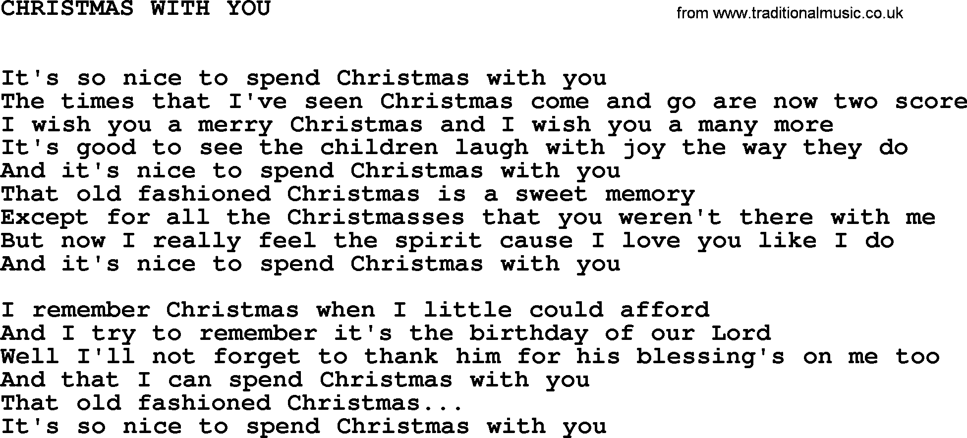 Johnny Cash song Christmas With You.txt lyrics