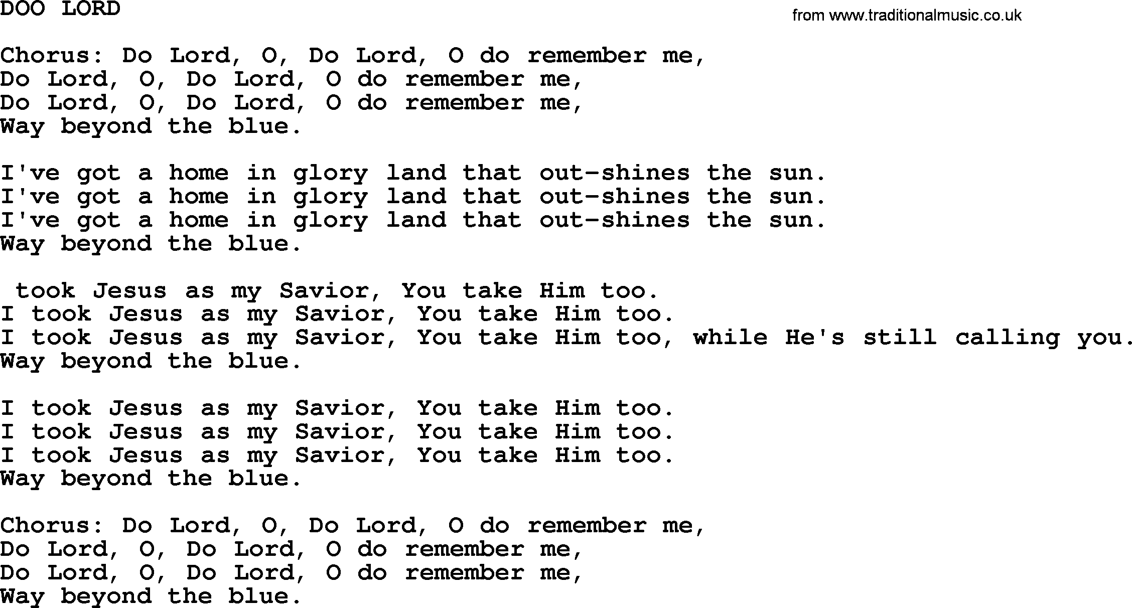 Johnny Cash song Doo Lord.txt lyrics