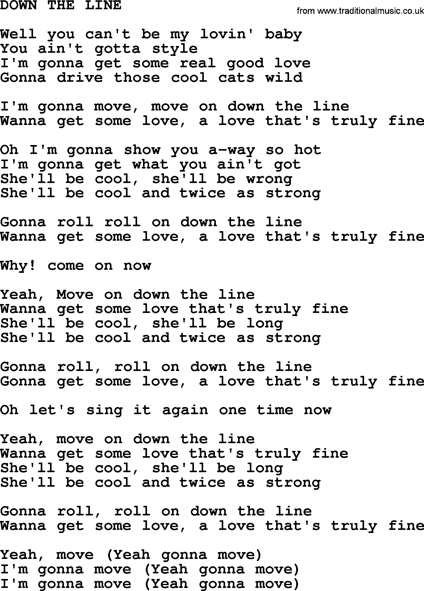 Johnny Cash song Down The Line.txt lyrics
