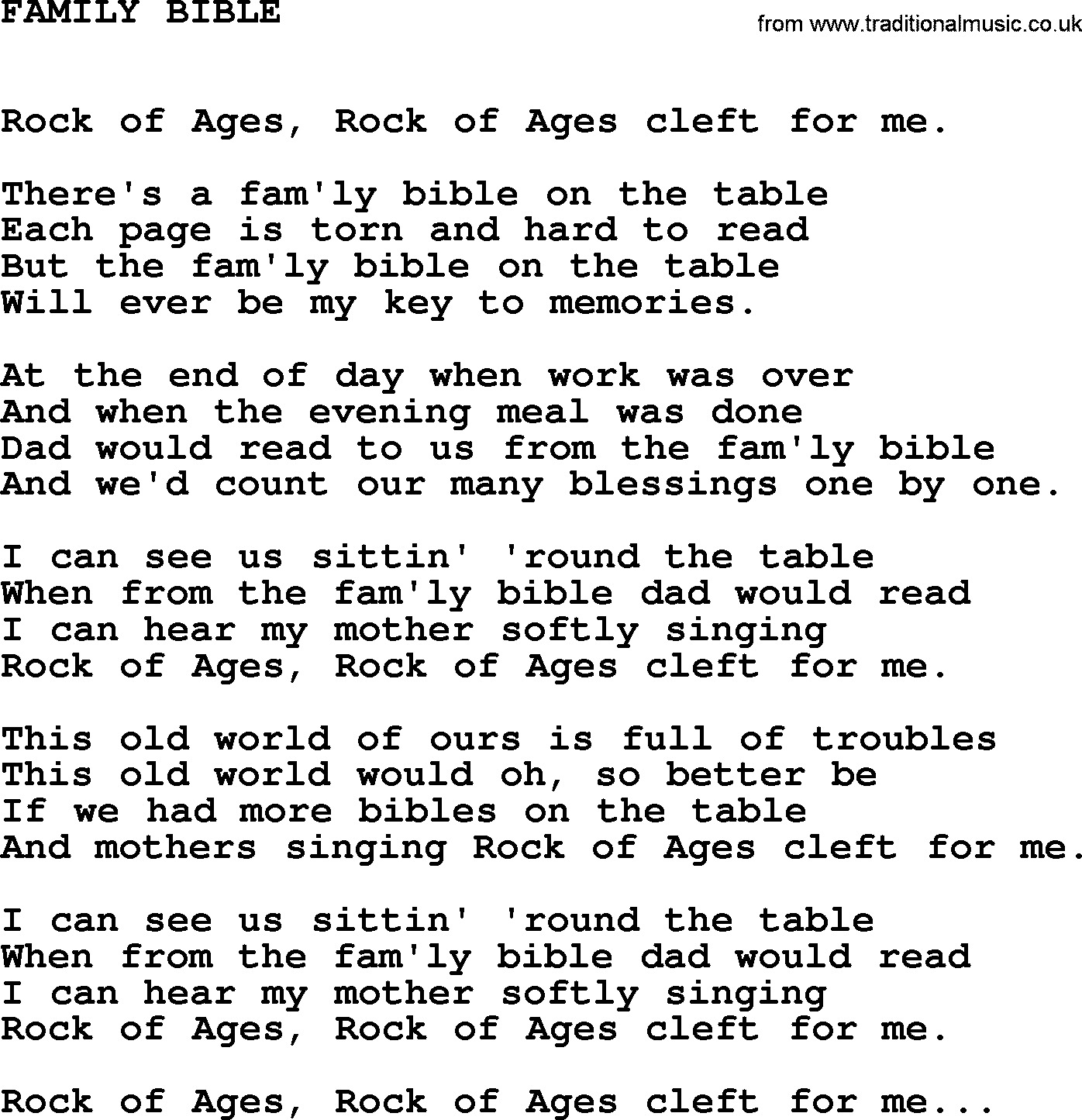 Johnny Cash song Family Bible.txt lyrics