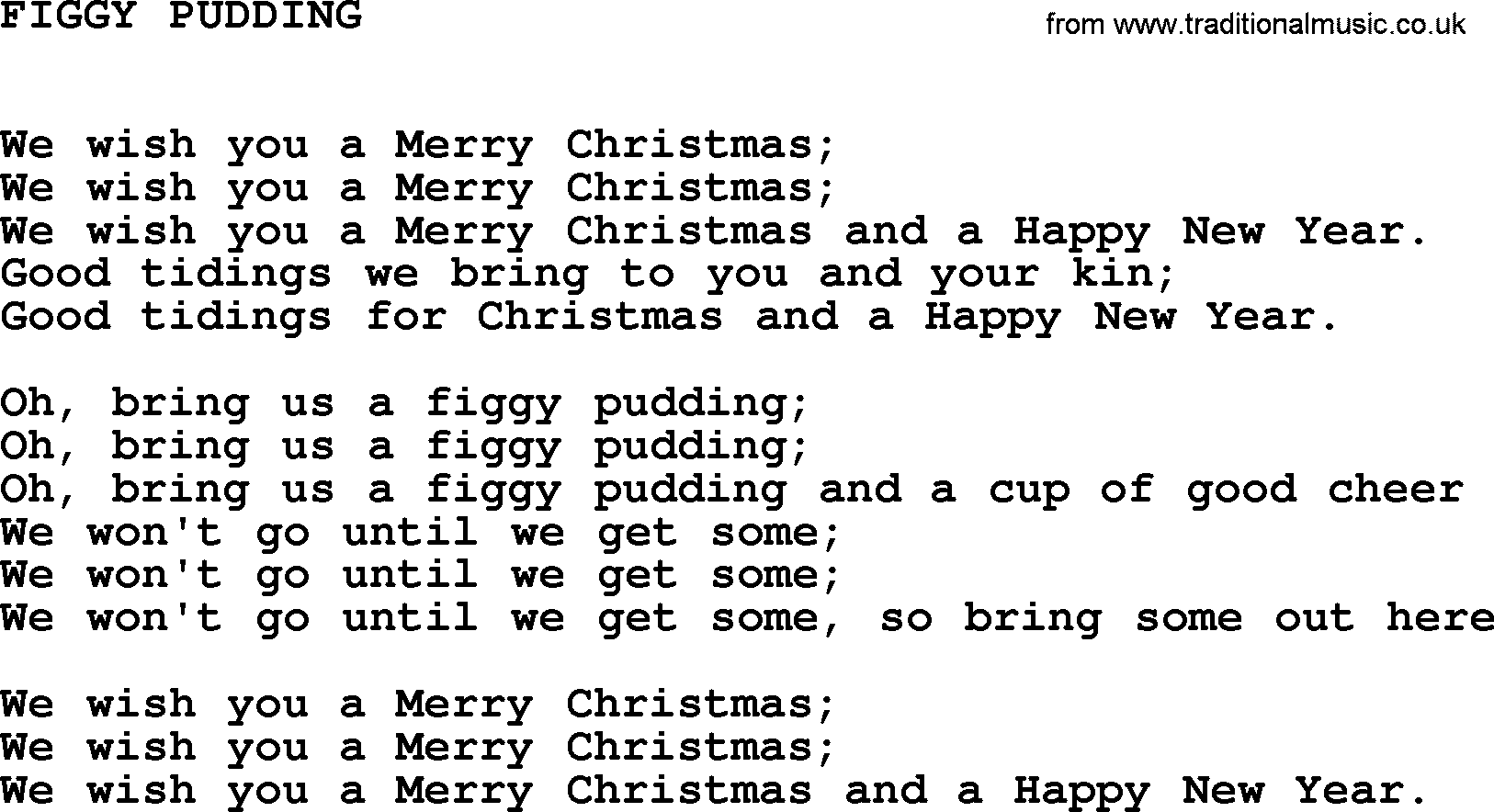 Johnny Cash song Figgy Pudding.txt lyrics