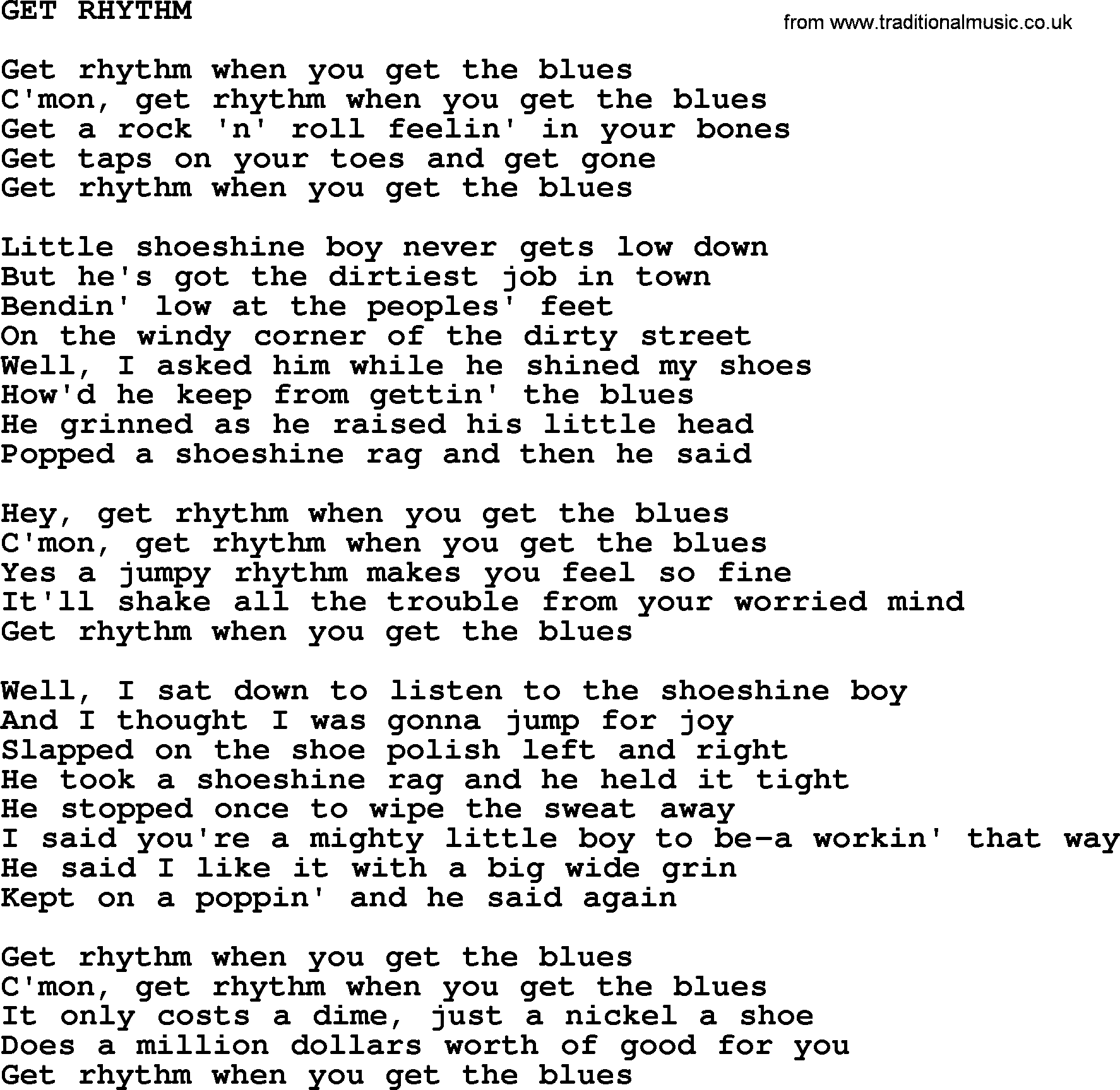 Johnny Cash song Get Rhythm.txt lyrics