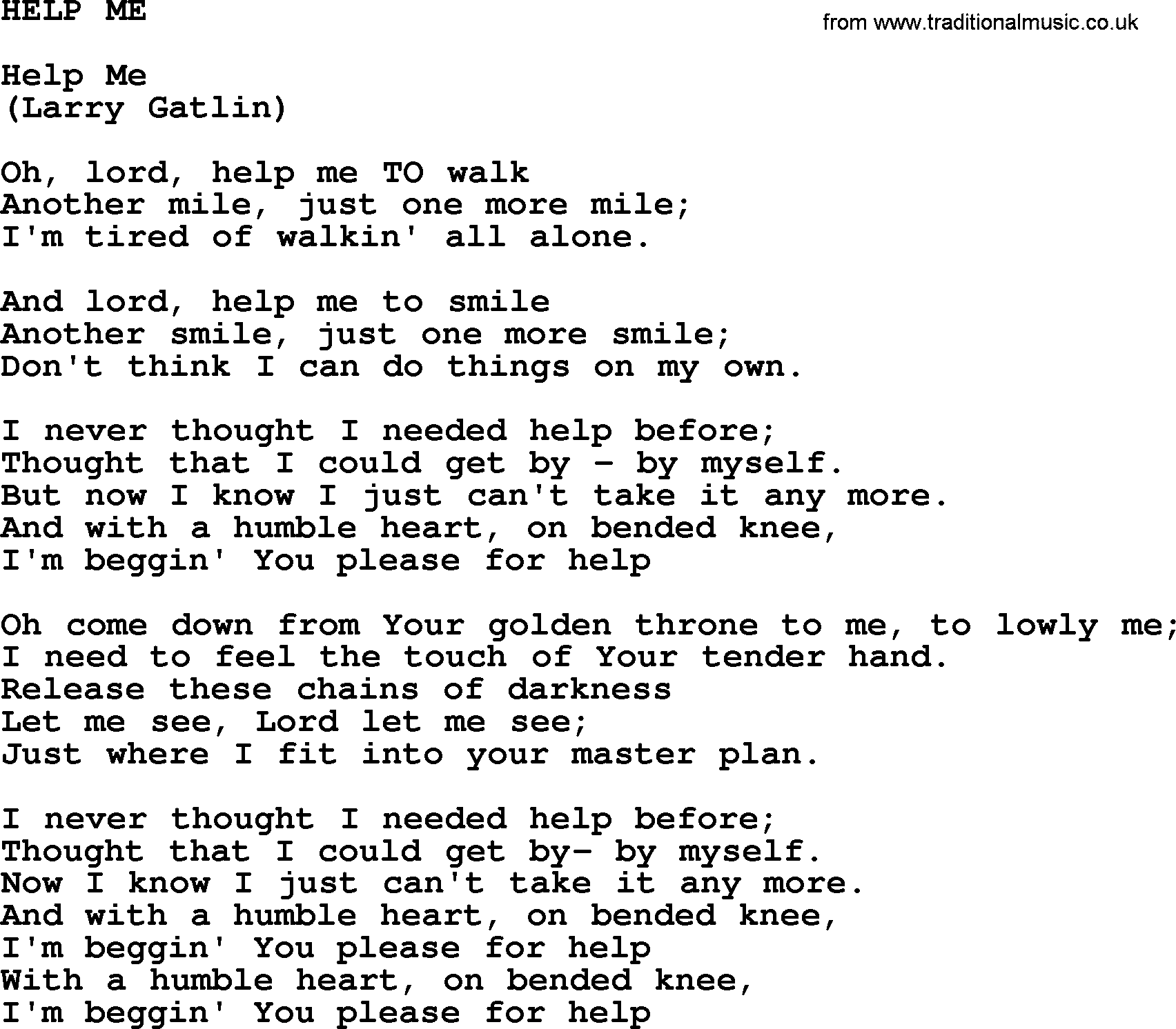 Johnny Cash song Help Me.txt lyrics