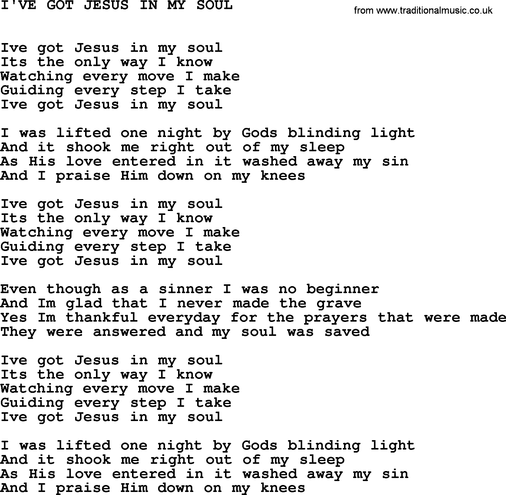 Johnny Cash song I've Got Jesus In My Soul.txt lyrics