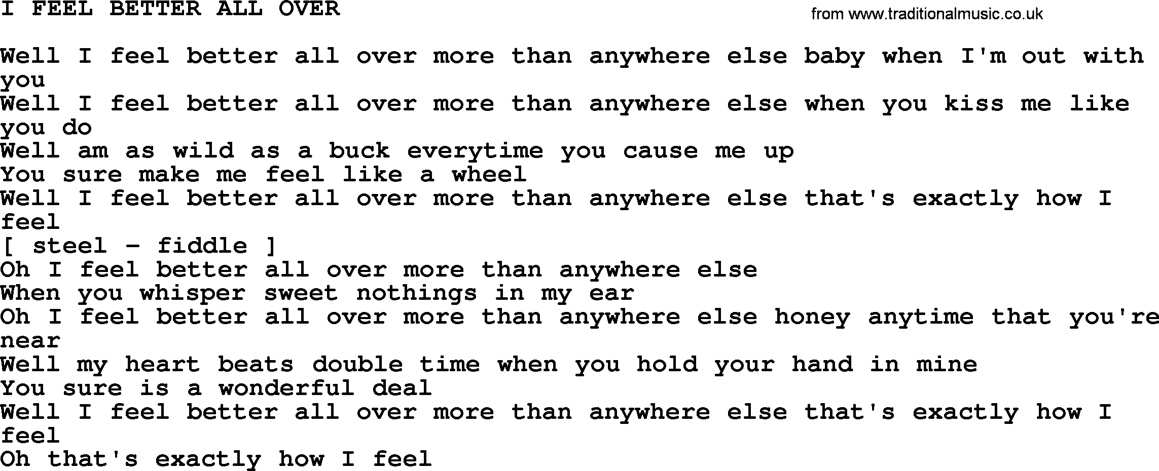 Johnny Cash song I Feel Better All Over.txt lyrics