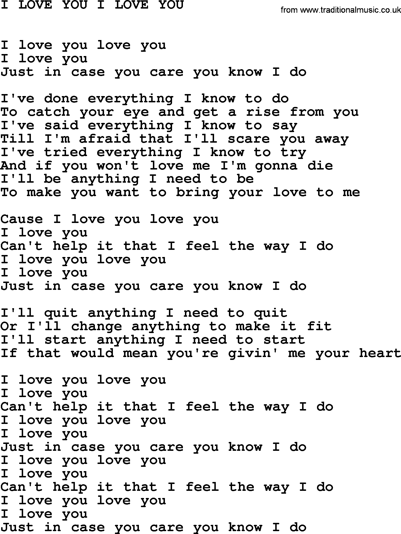 Johnny Cash song I Love You I Love You.txt lyrics