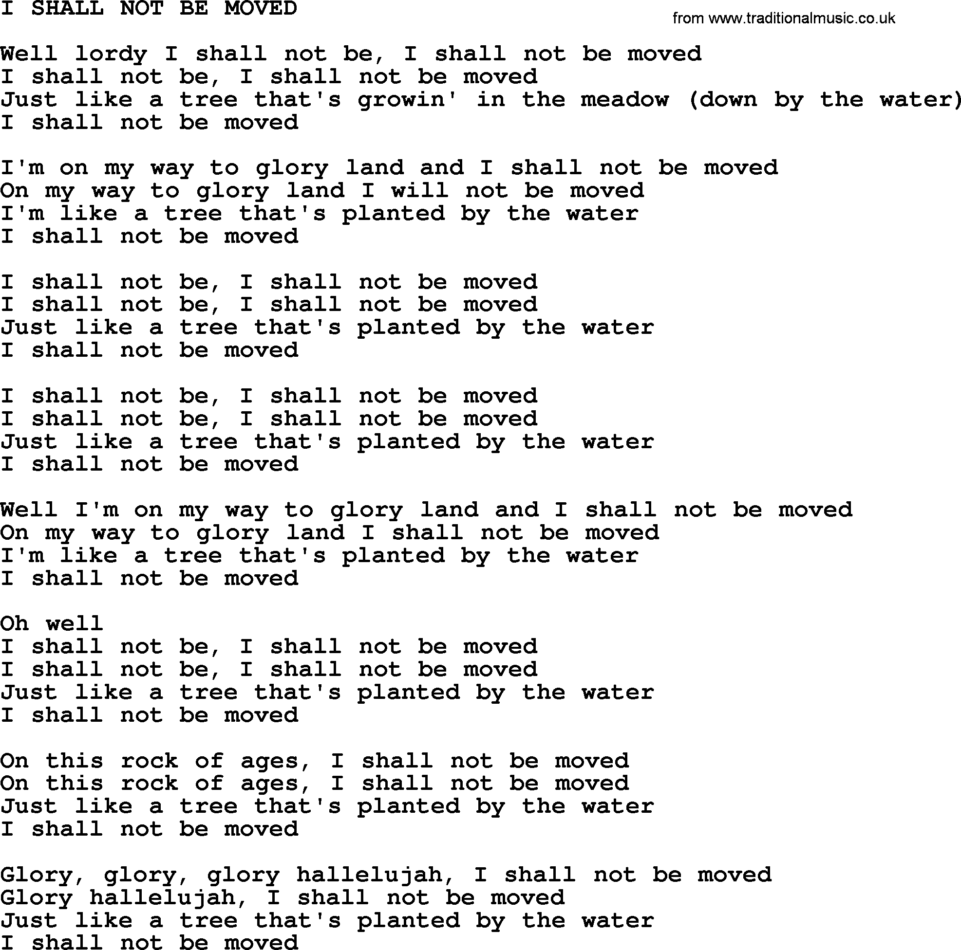 Johnny Cash song I Shall Not Be Moved.txt lyrics