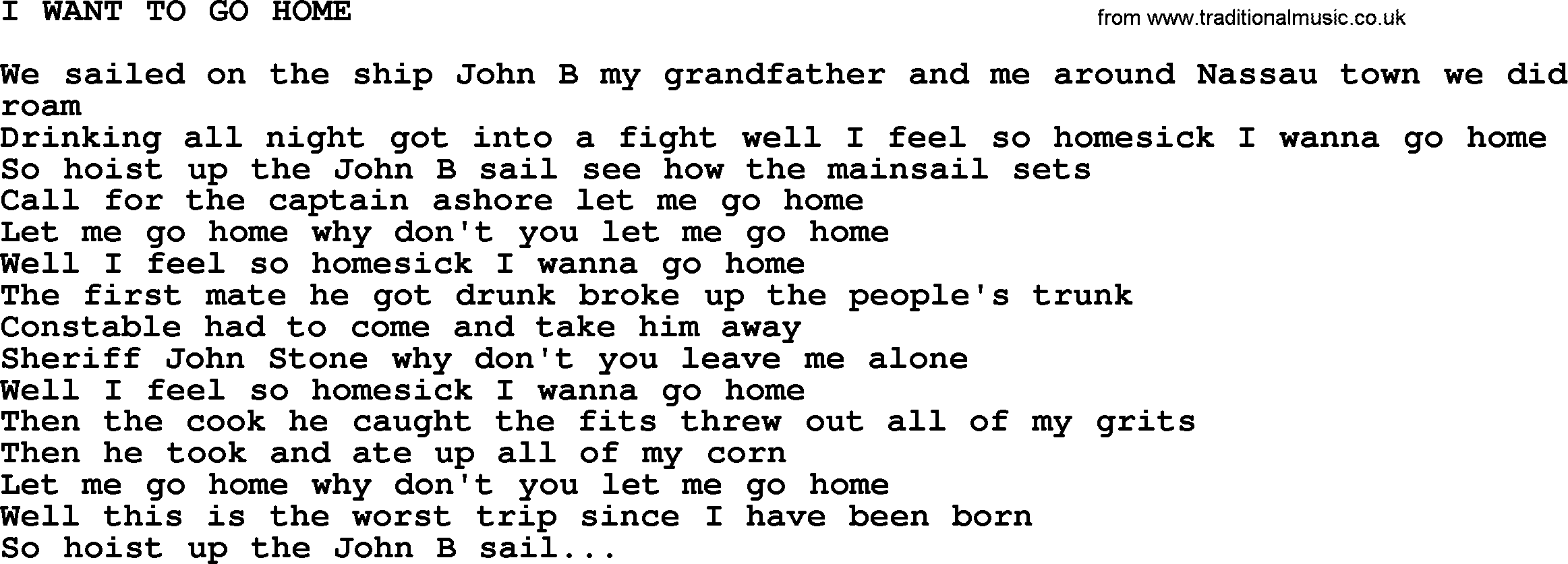 Johnny Cash song I Want To Go Home.txt lyrics
