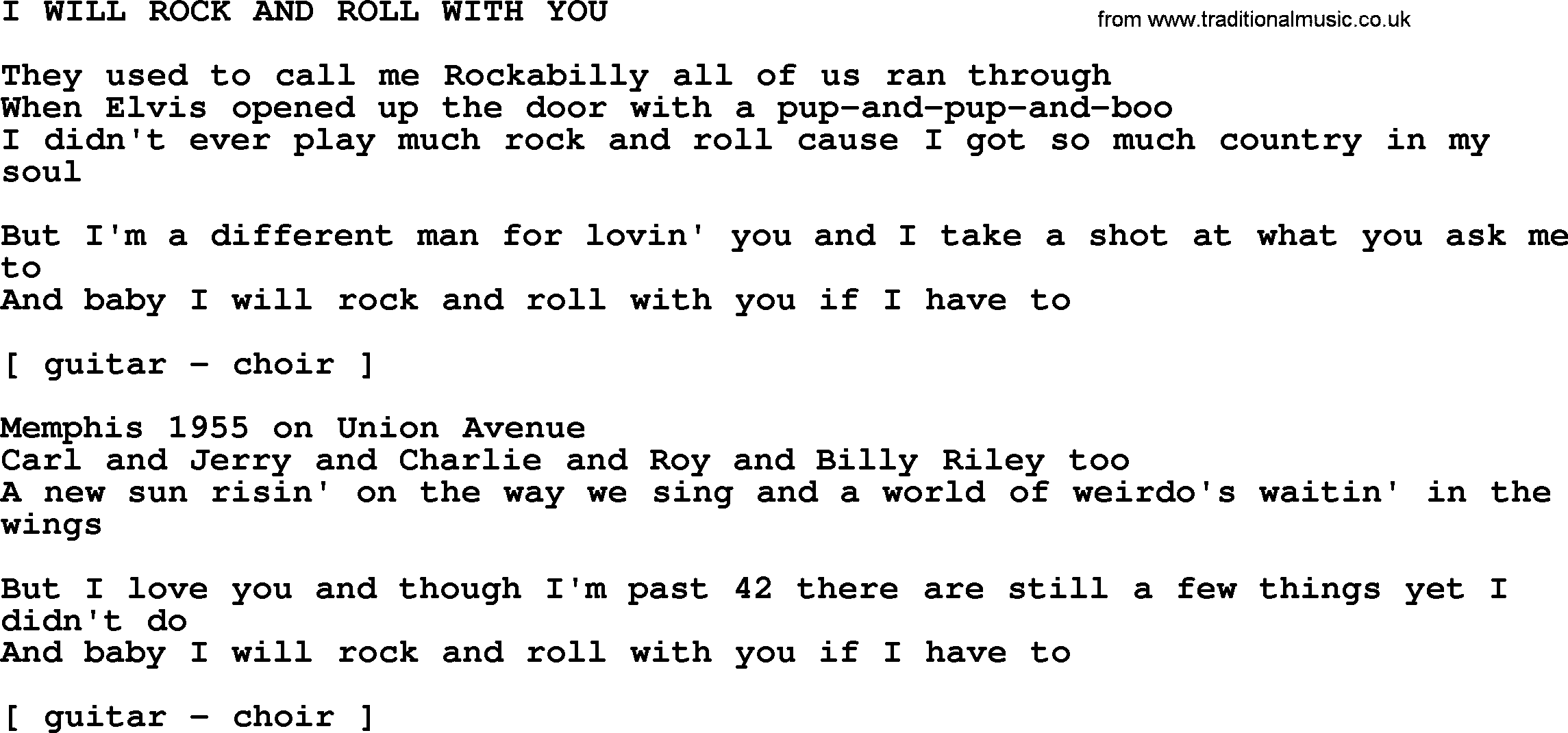 Johnny Cash song I Will Rock And Roll With You.txt lyrics