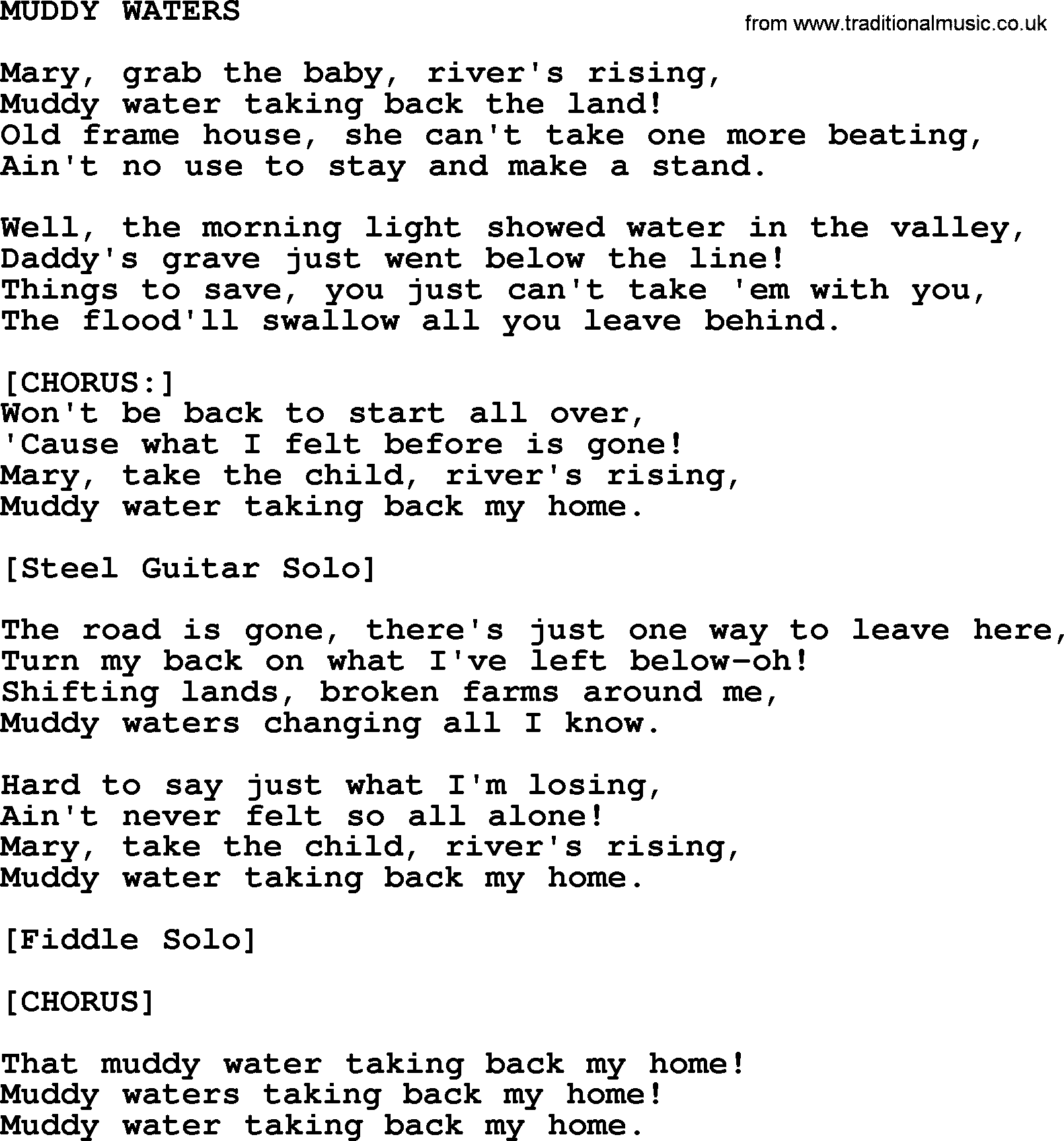Johnny Cash song Muddy Waters.txt lyrics