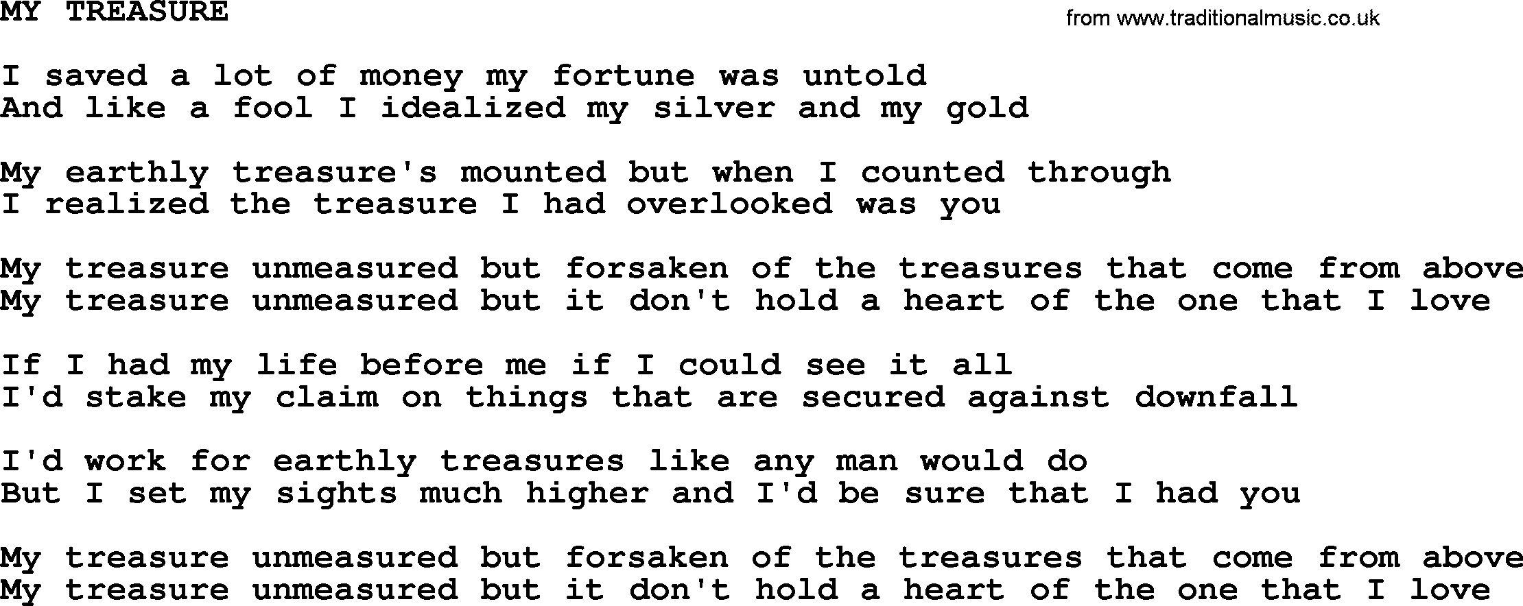 Johnny Cash song My Treasure.txt lyrics