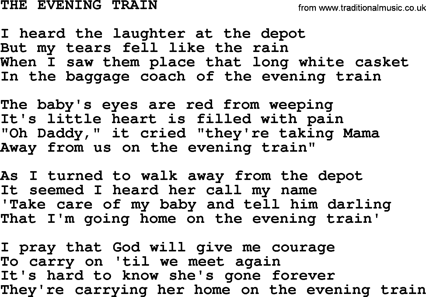 Johnny Cash song The Evening Train.txt lyrics