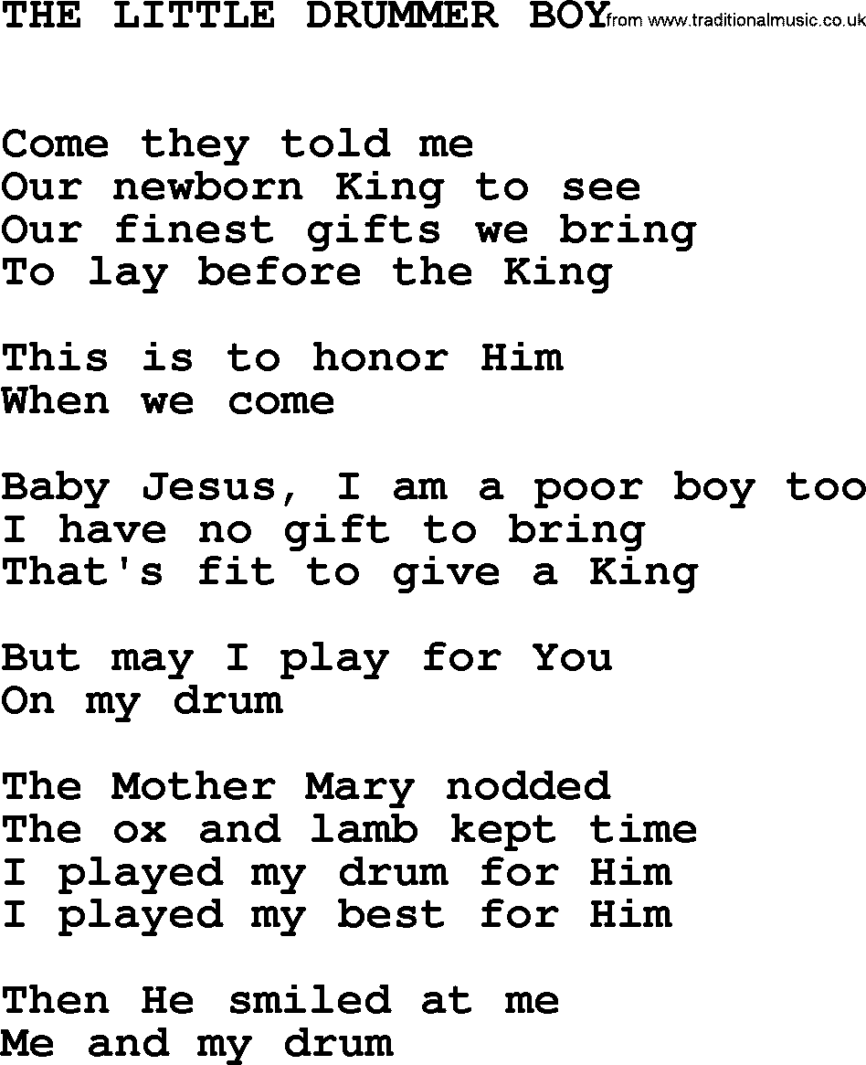 Johnny Cash song: The Little Drummer Boy, lyrics