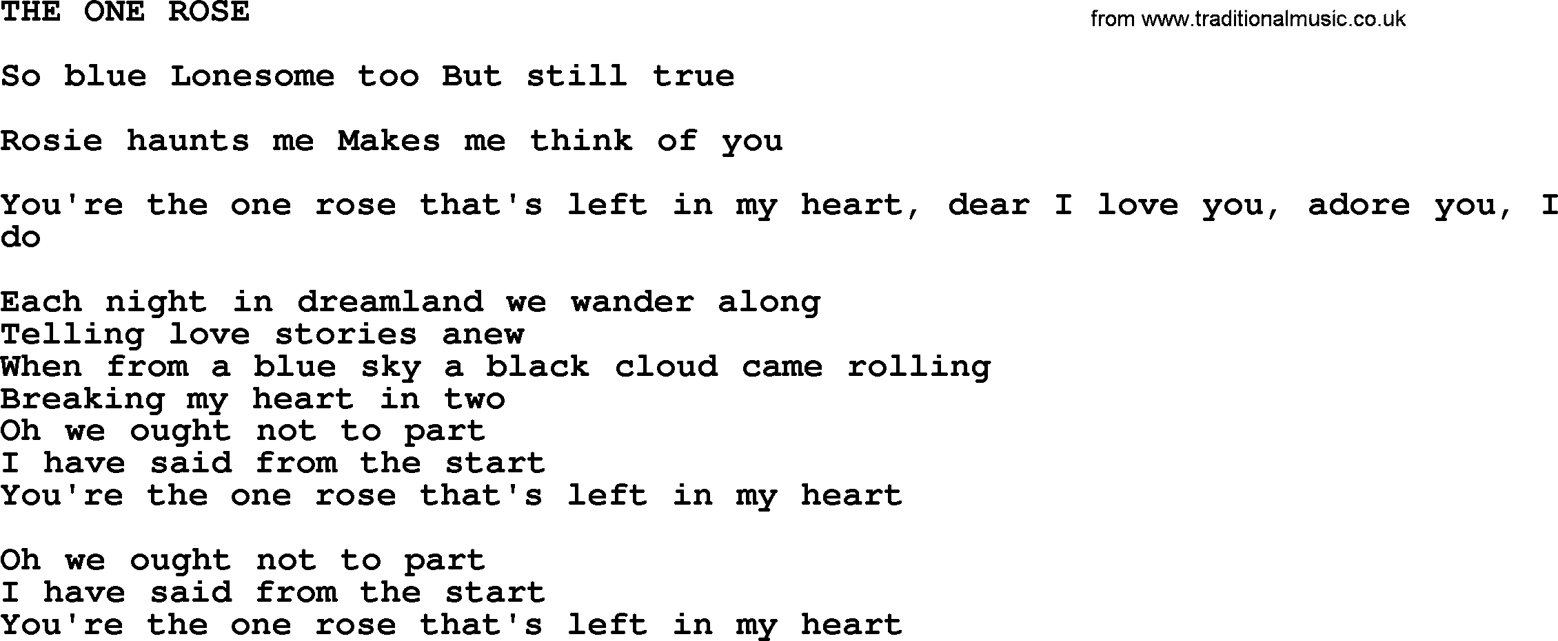 Johnny Cash song The One Rose.txt lyrics