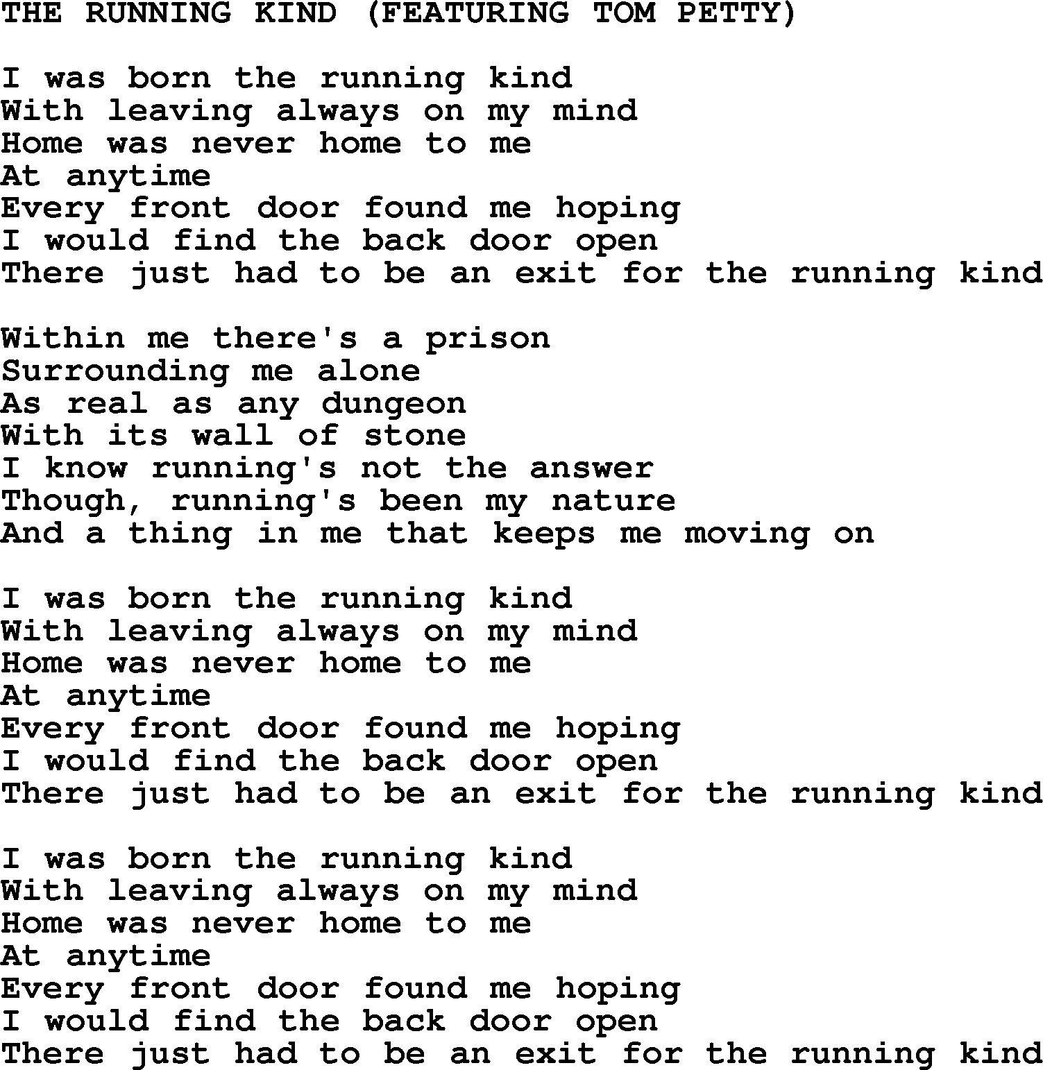 Johnny Cash song The Running Kind.txt lyrics
