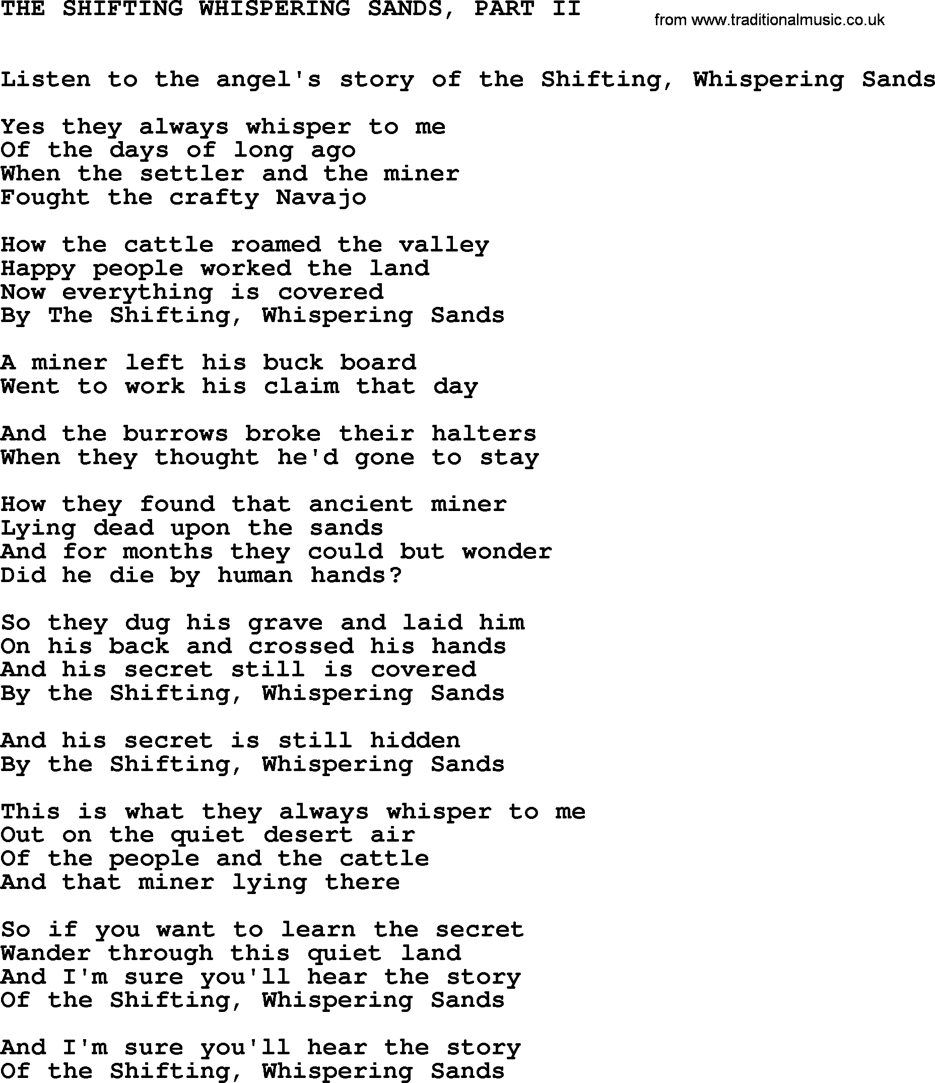 Johnny Cash song The Shifting Whispering Sands, Part Ii.txt lyrics