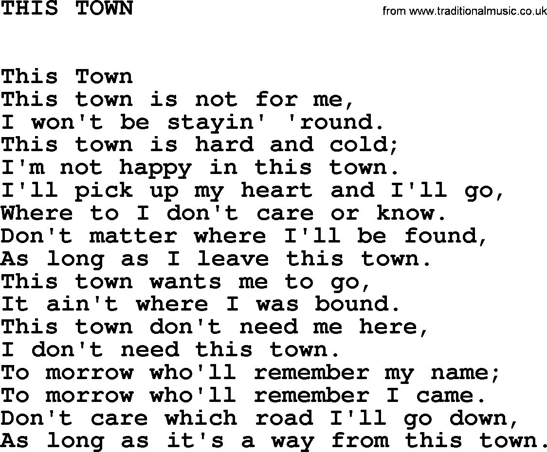 Johnny Cash song This Town.txt lyrics