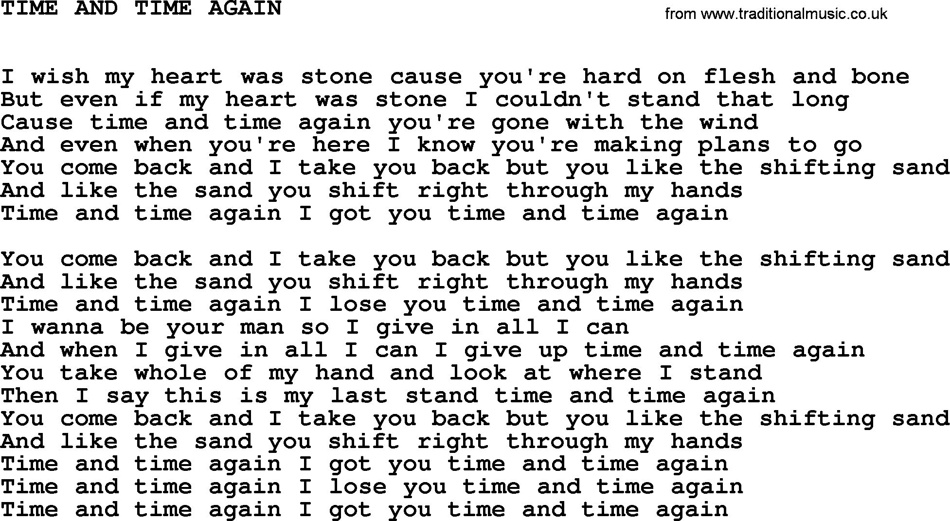Johnny Cash song Time And Time Again.txt lyrics