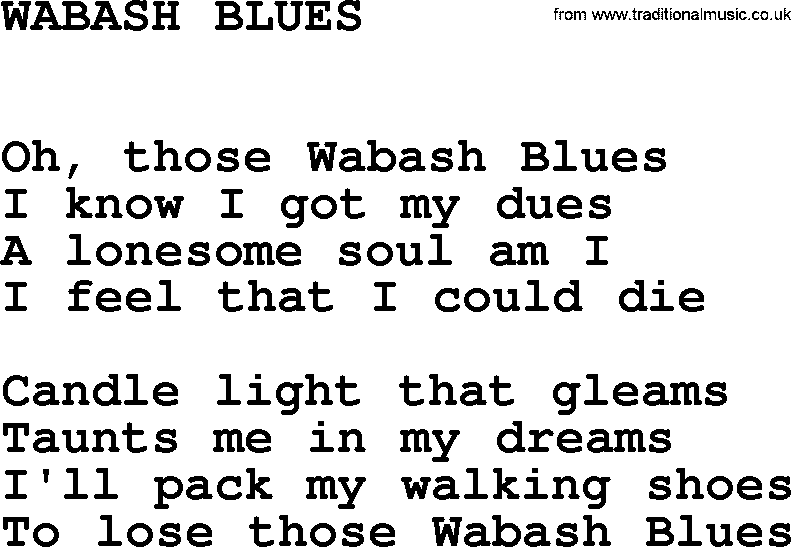 Johnny Cash song Wabash Blues.txt lyrics