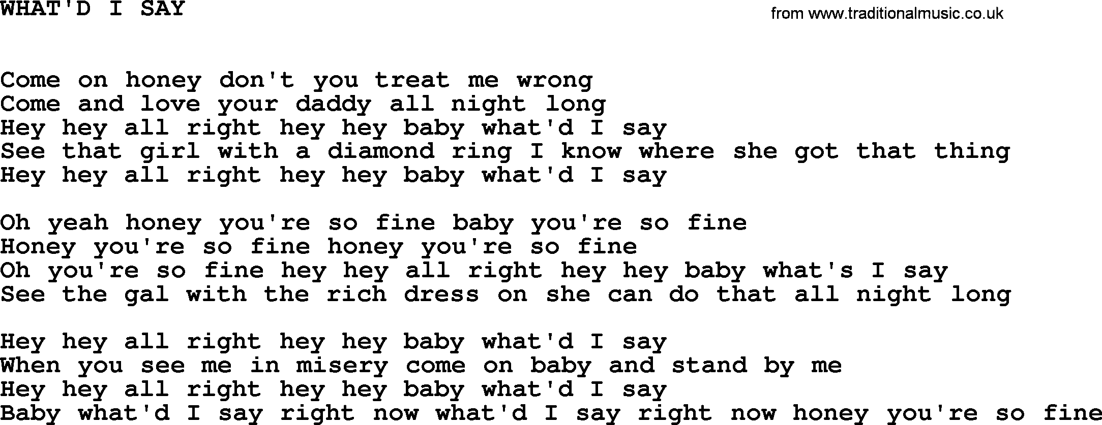 Johnny Cash song What'd I Say.txt lyrics