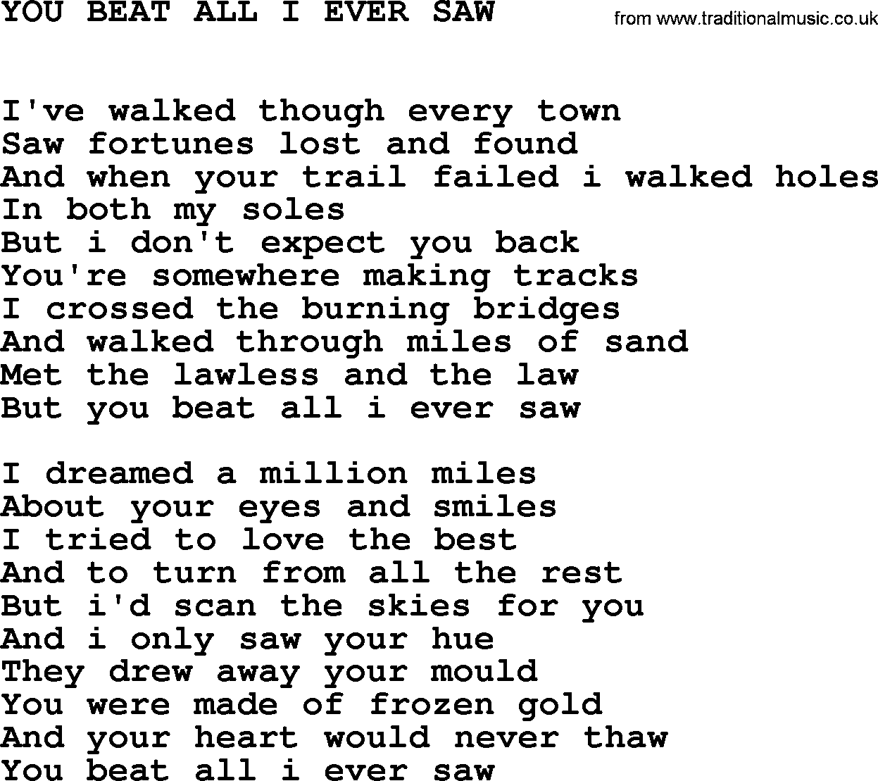 Johnny Cash song You Beat All I Ever Saw.txt lyrics