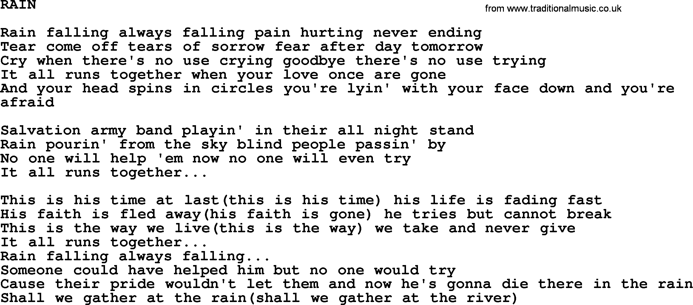 Kris Kristofferson song: Rain lyrics