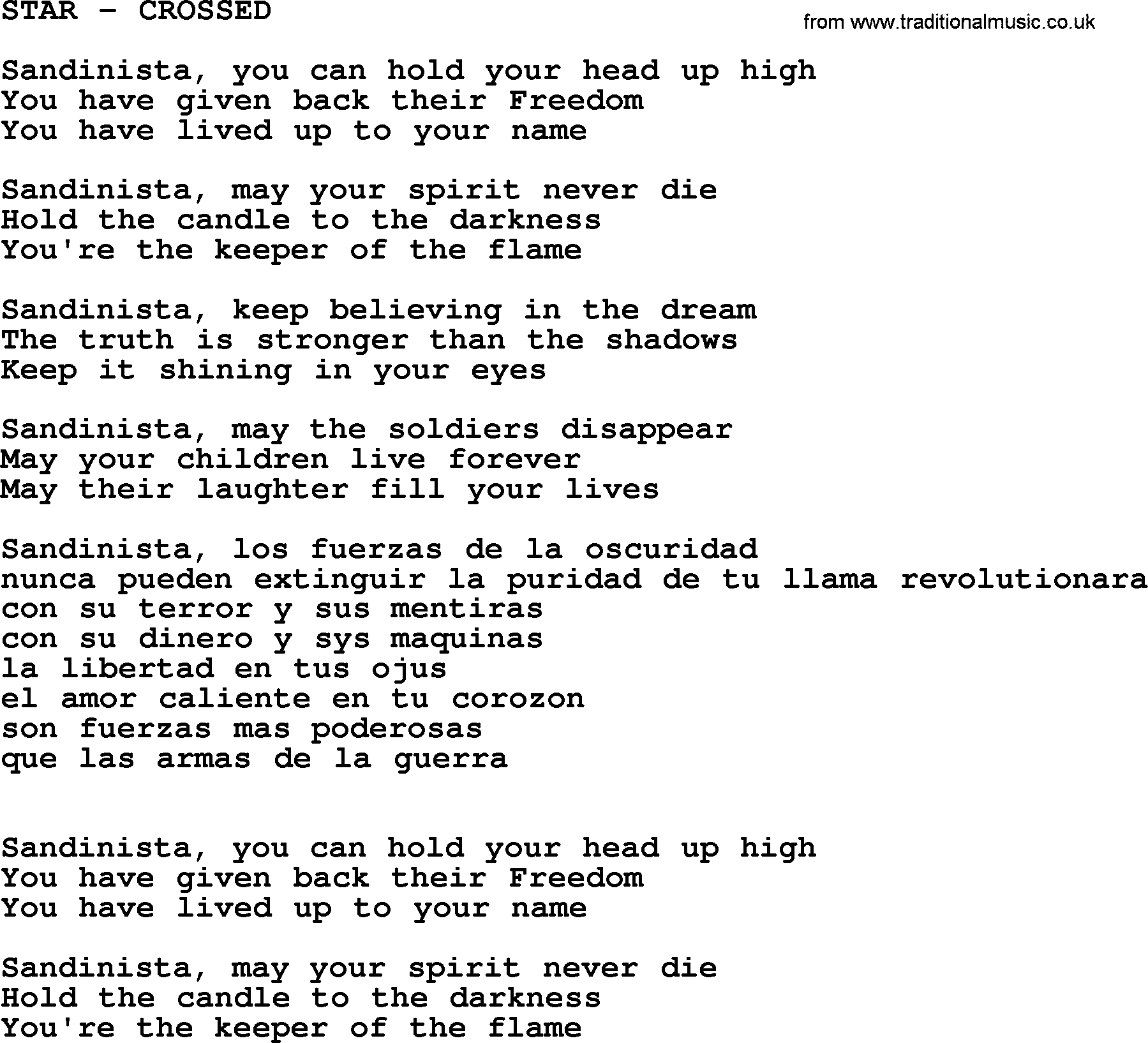 Kris Kristofferson song: Star - Crossed lyrics