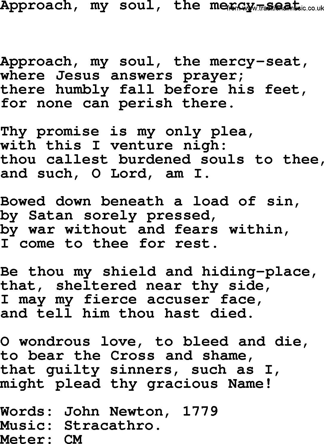 Lent Hymns, Hymn: Approach, My Soul, The Mercy-seat, lyrics with PDF an midi music