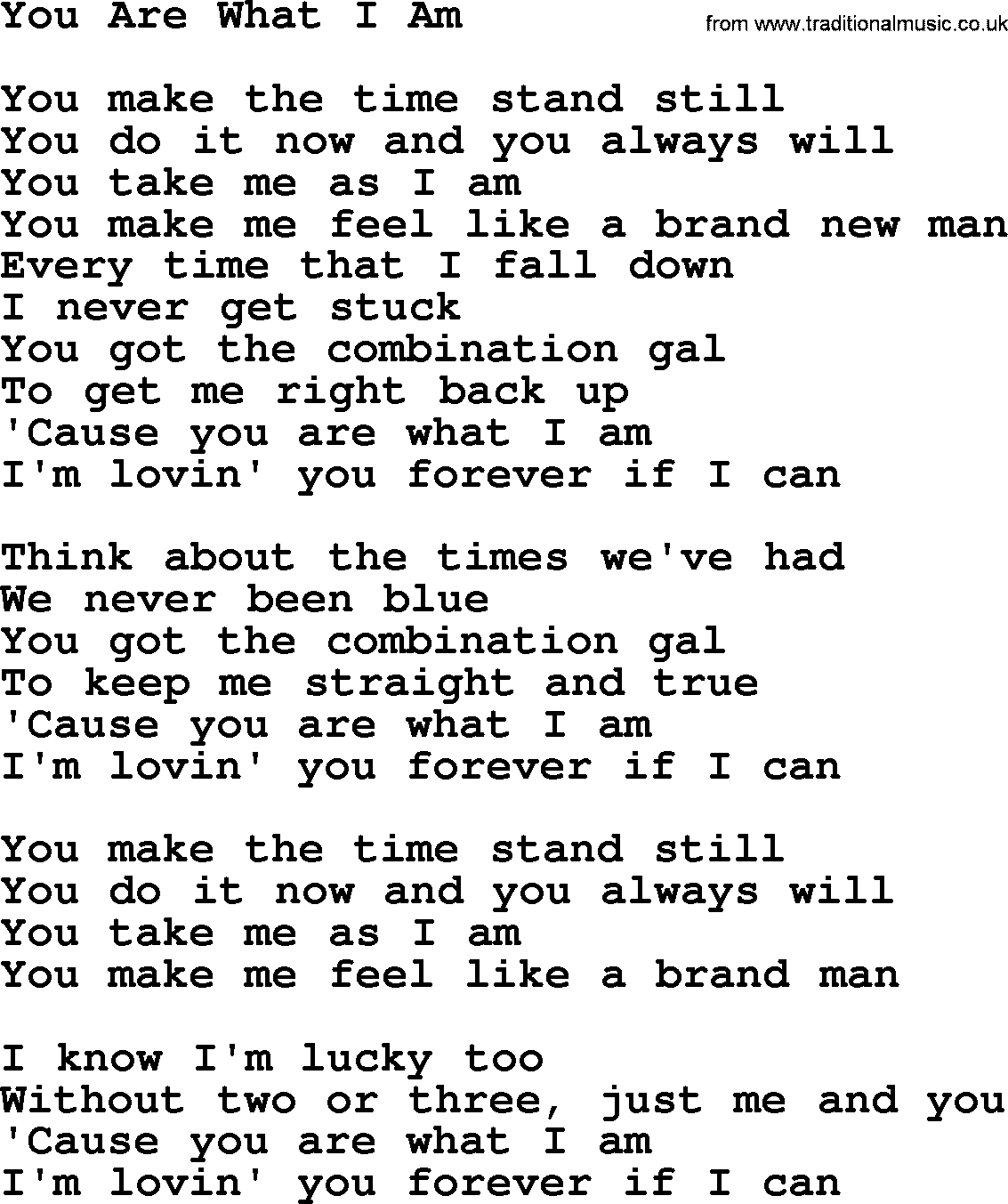 Gordon Lightfoot song You Are What I Am, lyrics