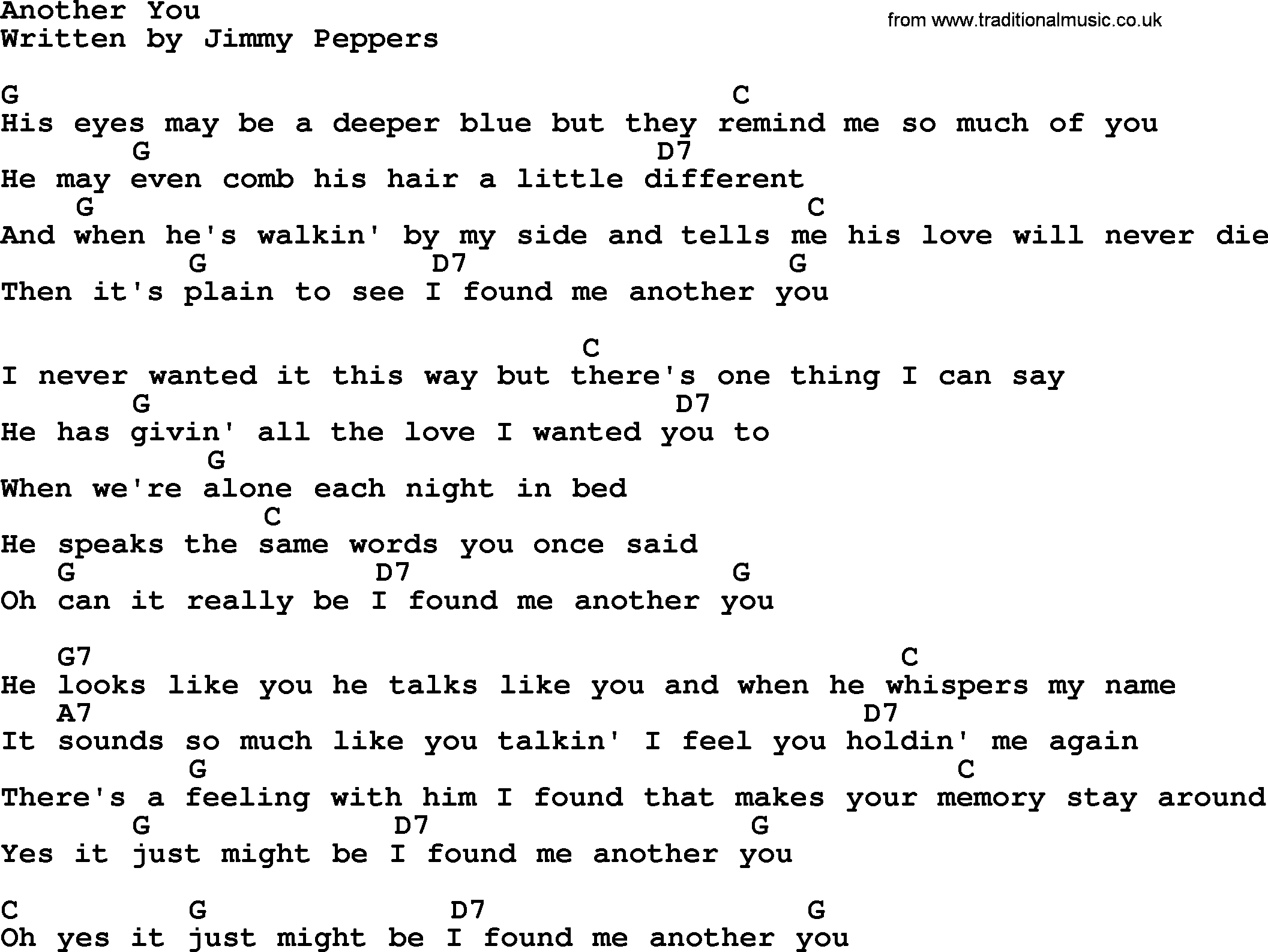 Loretta Lynn song: Another You lyrics and chords