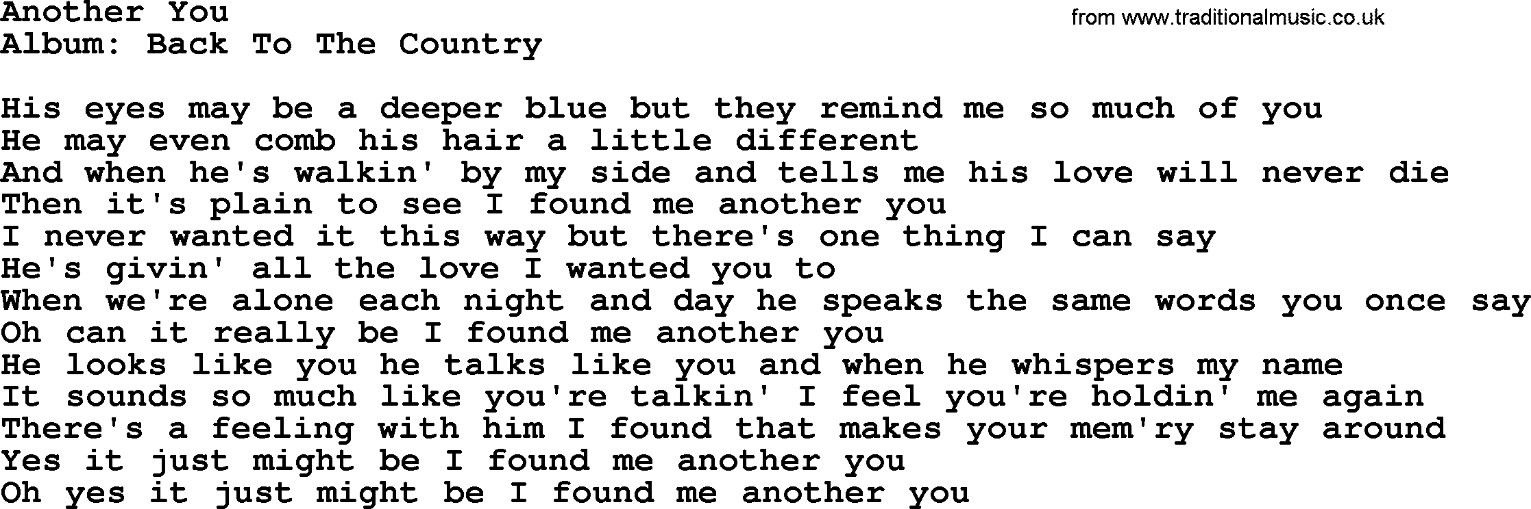 Loretta Lynn song: Another You lyrics