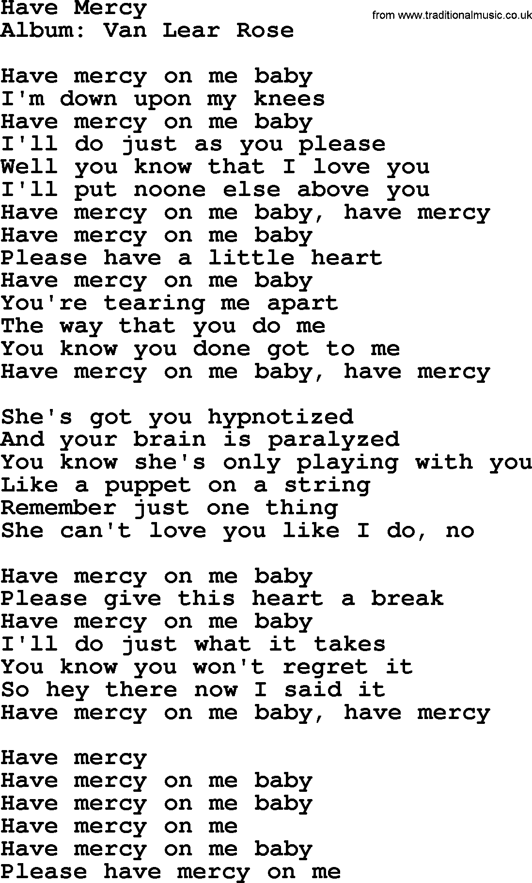 Loretta Lynn song: Have Mercy lyrics