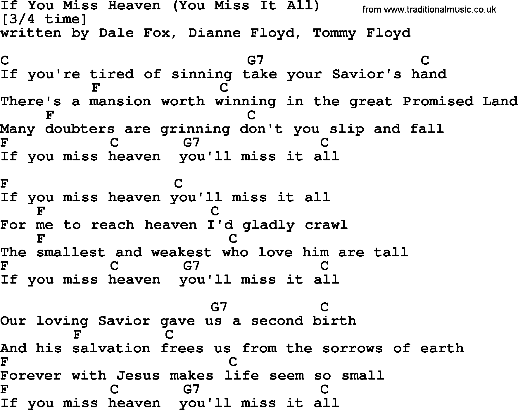Loretta Lynn song: If You Miss Heaven _you Miss It All_ lyrics and chords