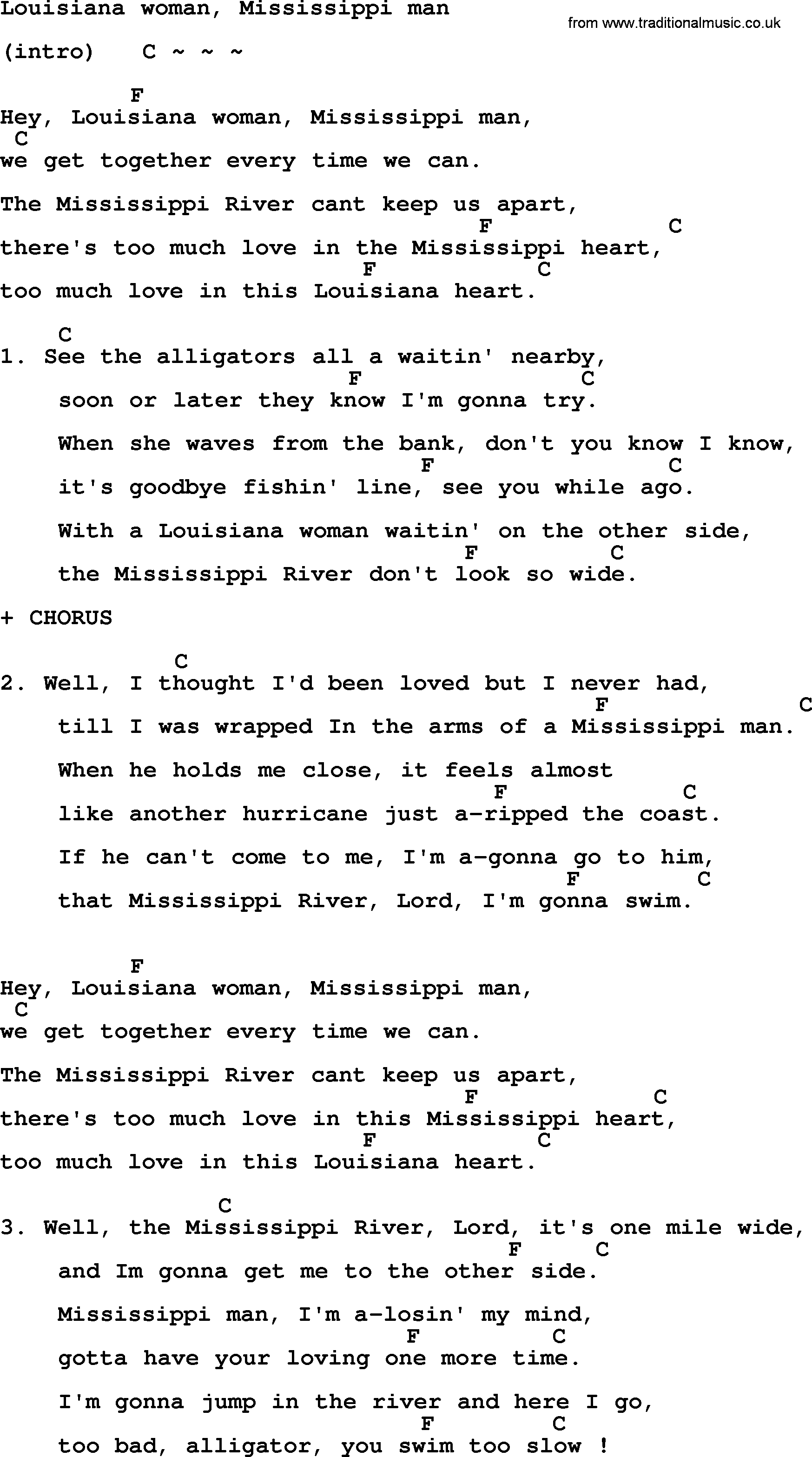 Loretta Lynn song: Louisiana Woman, Mississippi Man lyrics and chords